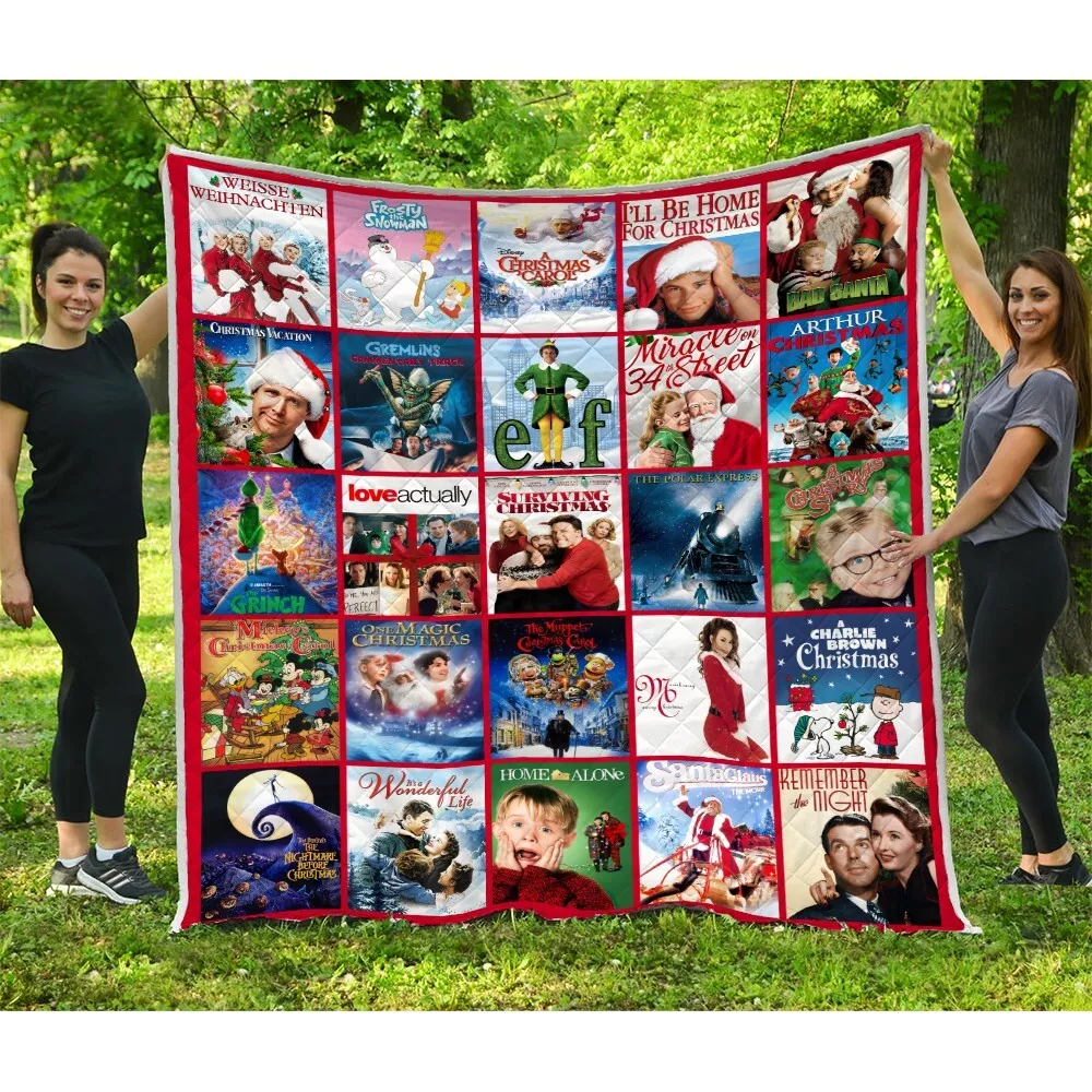 Christmas Movies Quilt, Christmas Movies Quilt Blanket Soft and Cozy Gifts