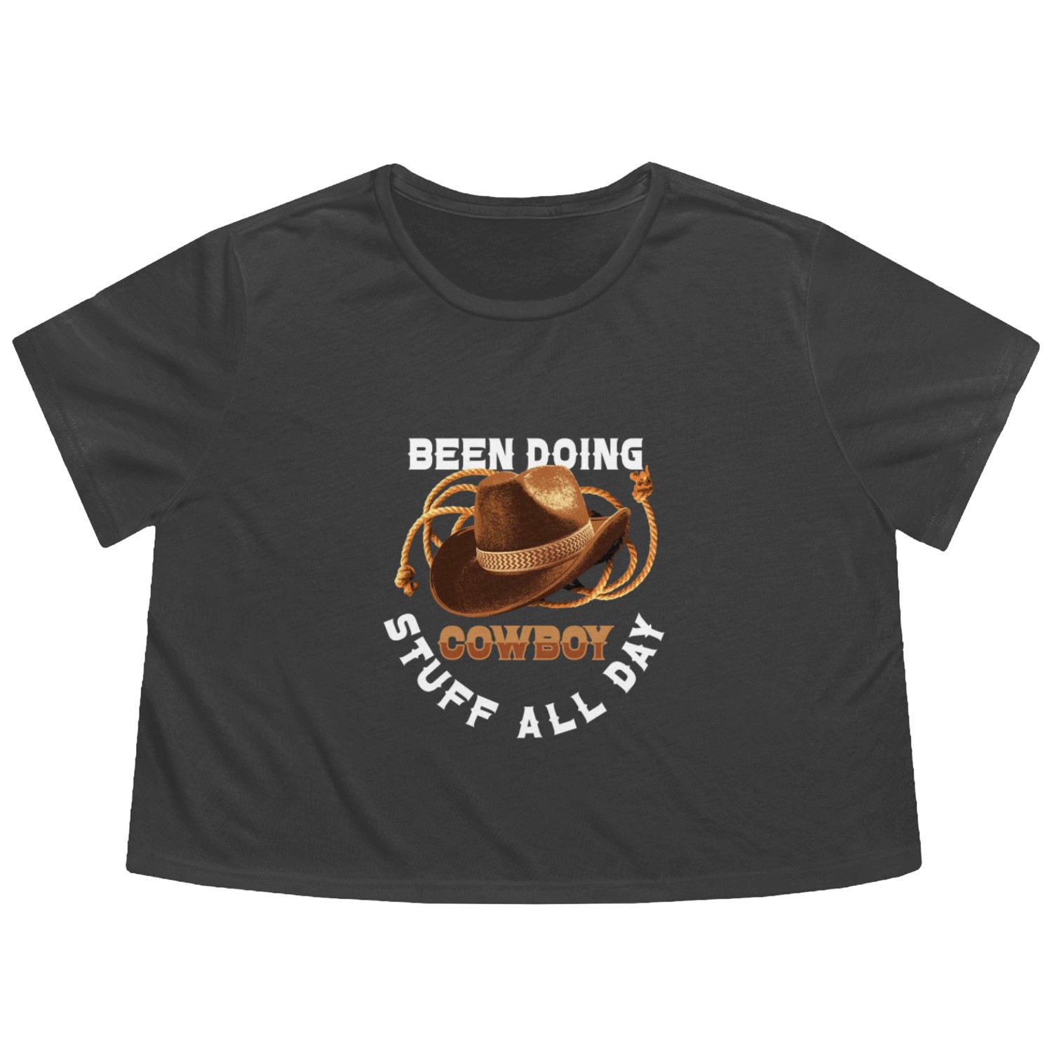 Cowboy Barn Bull Rider Rodeo Country Western Gift Flowy Cropped Tees