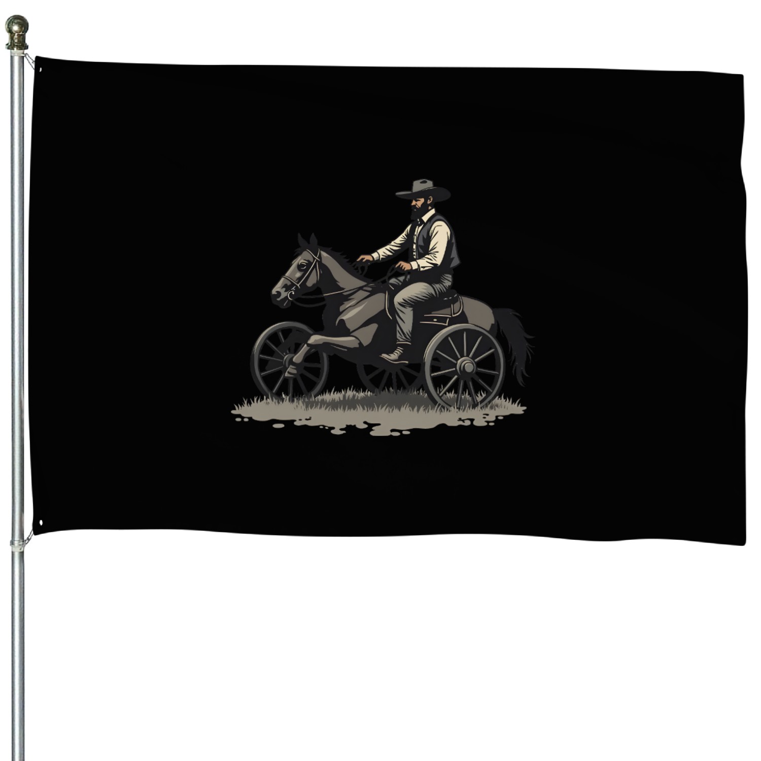 Pioneer Day Vintage Carriage Rider House Flags