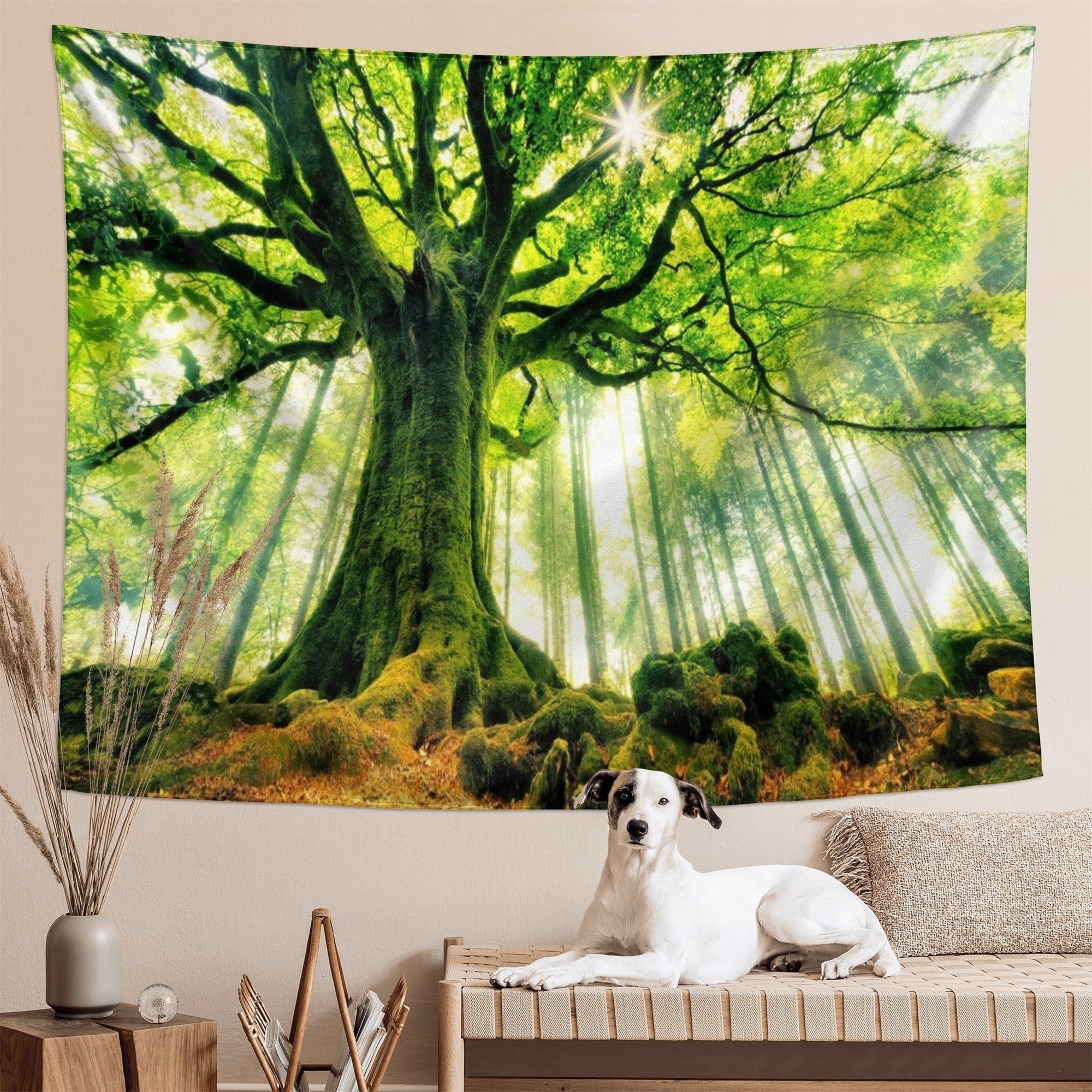 Forest Tapestry Green Tree Wall Tapestry Large Nature Tapestries