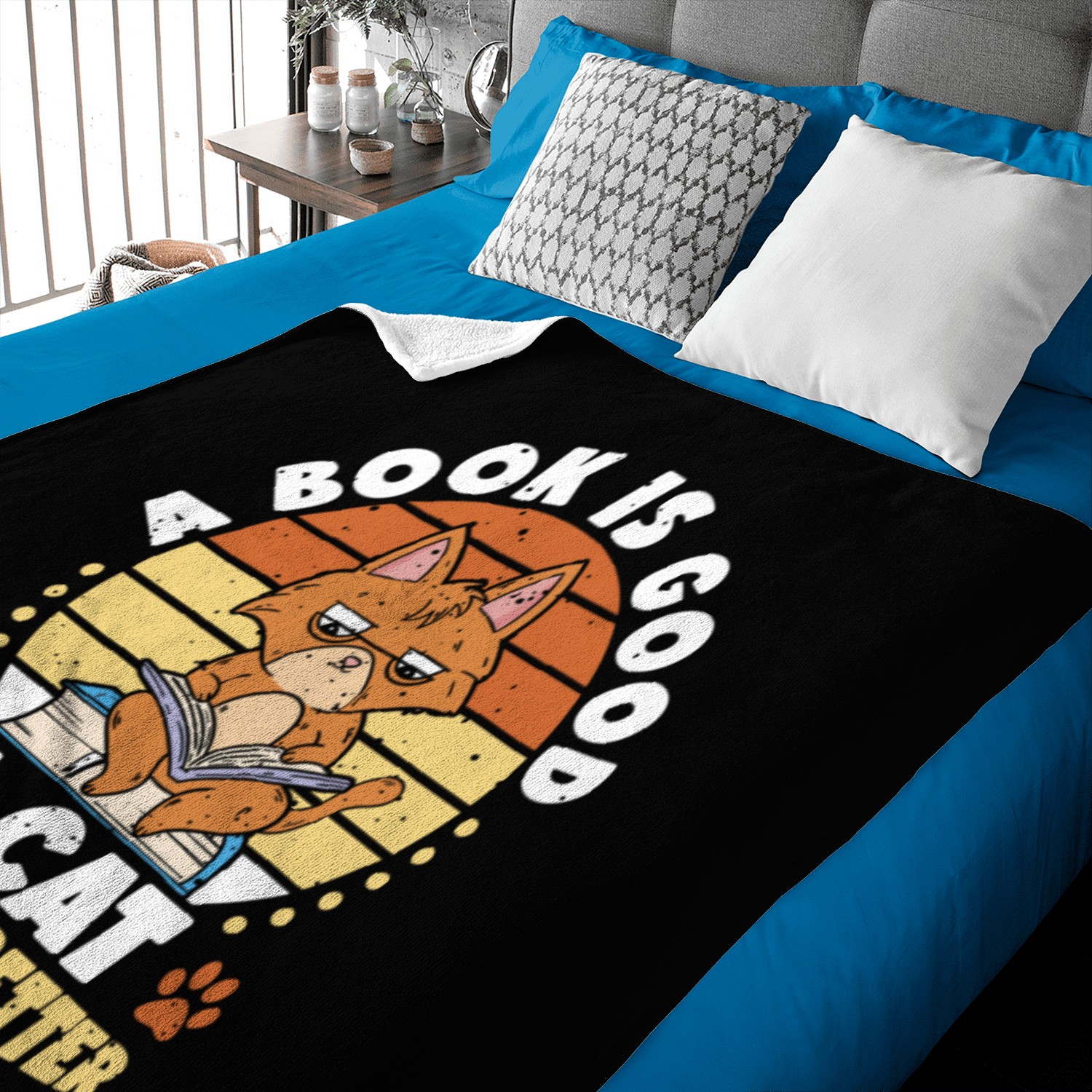 Book Is Good Cat Makes It Better | Anime Lover | Baby Blankets
