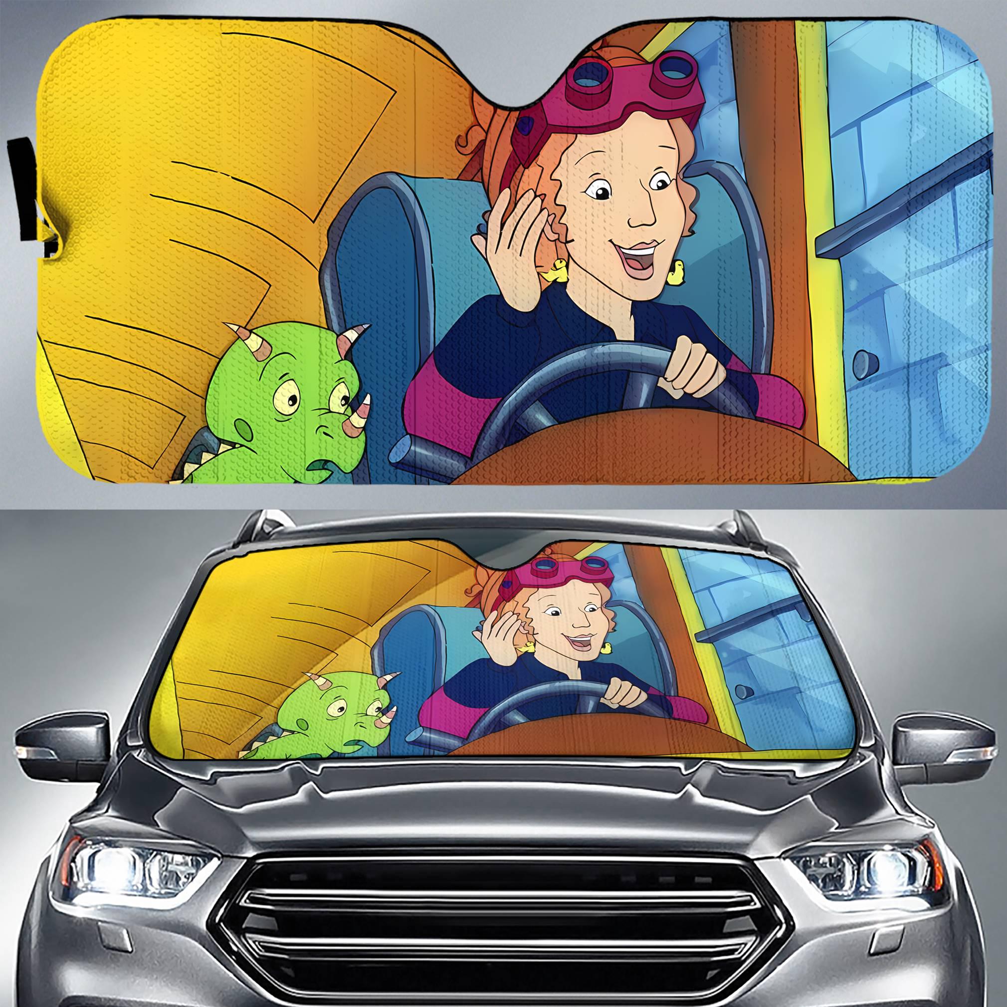Ms. Frizzle The Magic School Bus Car Sunshade, Seatbelts Everyone Auto Sunshade, Take Chance Make Mistakes Get Messy Car Windshield