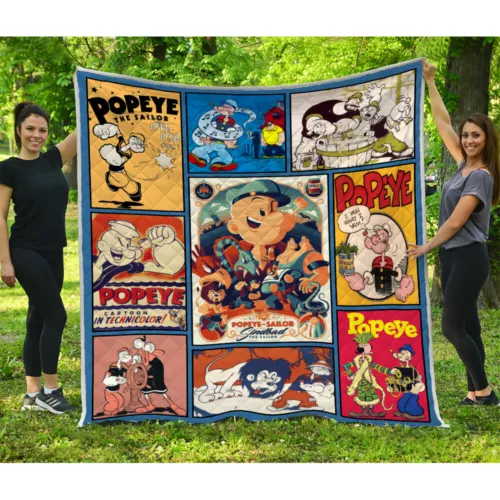 Popeye Quilt, Popeye the Sailor Cartoon Movies Quilt Blanket Soft and Cozy