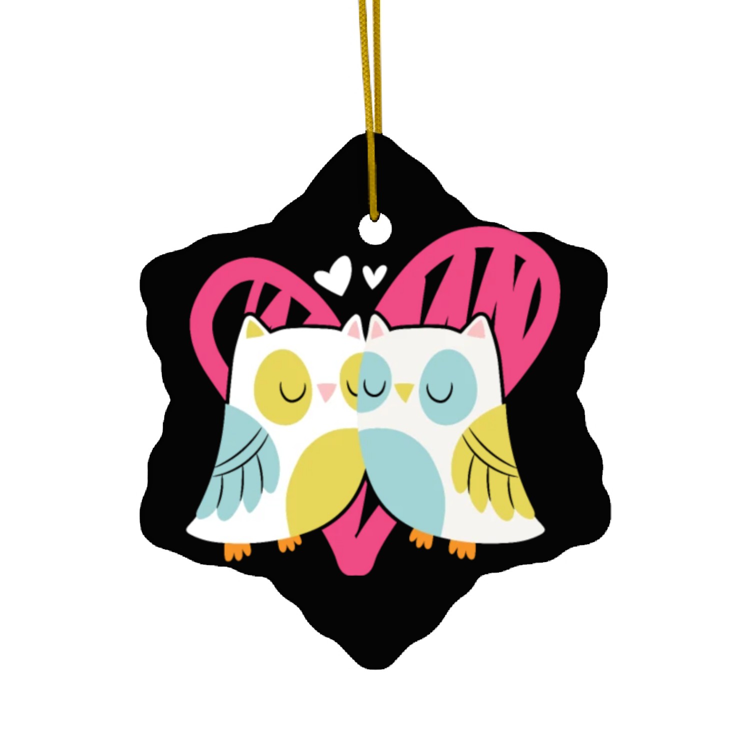 Owl Valentines Day Hearts Day Cupid Bird Lover Ceramic Ornaments