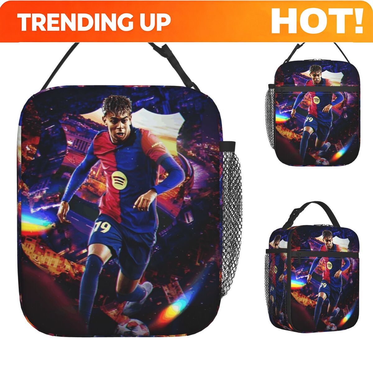 Number 19 Lamine Yamal Insulated Lunch Bags Thermal Bag Reusable Lunch Container Tote Lunch Box Food Handbags Work Picnic