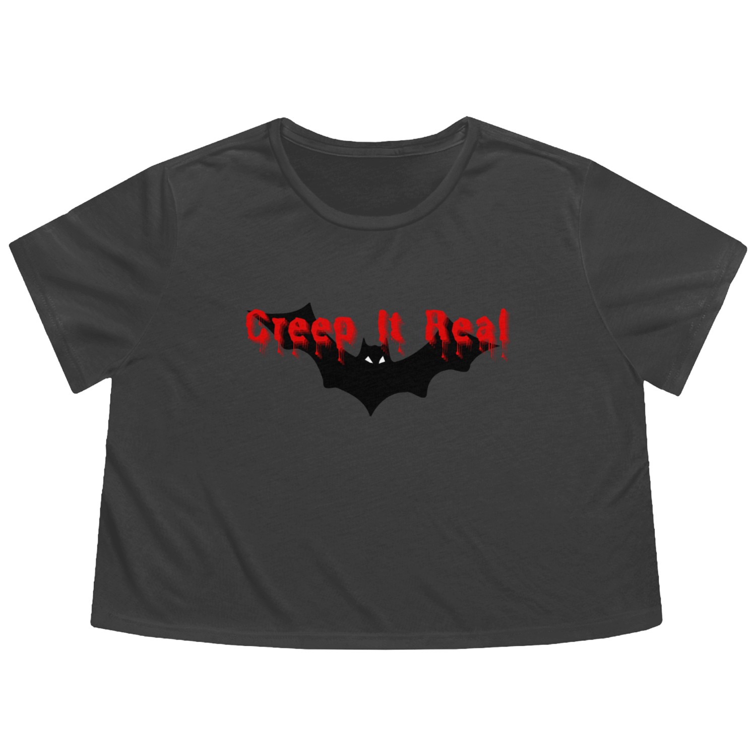Creep It Real – Halloween Bat Design Flowy Cropped Tees