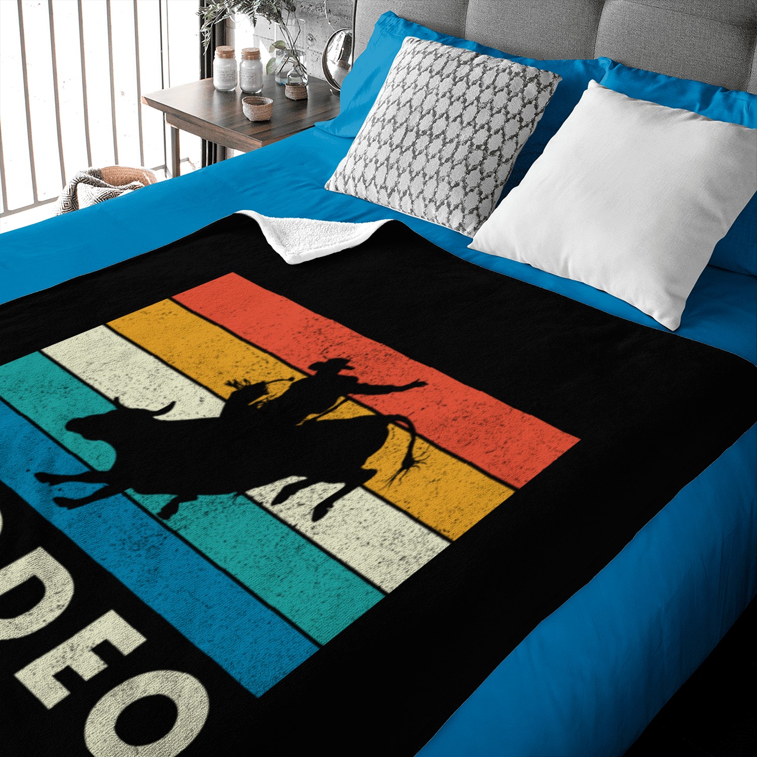 Vintage Rodeo Bull Riding Western Baby Blankets