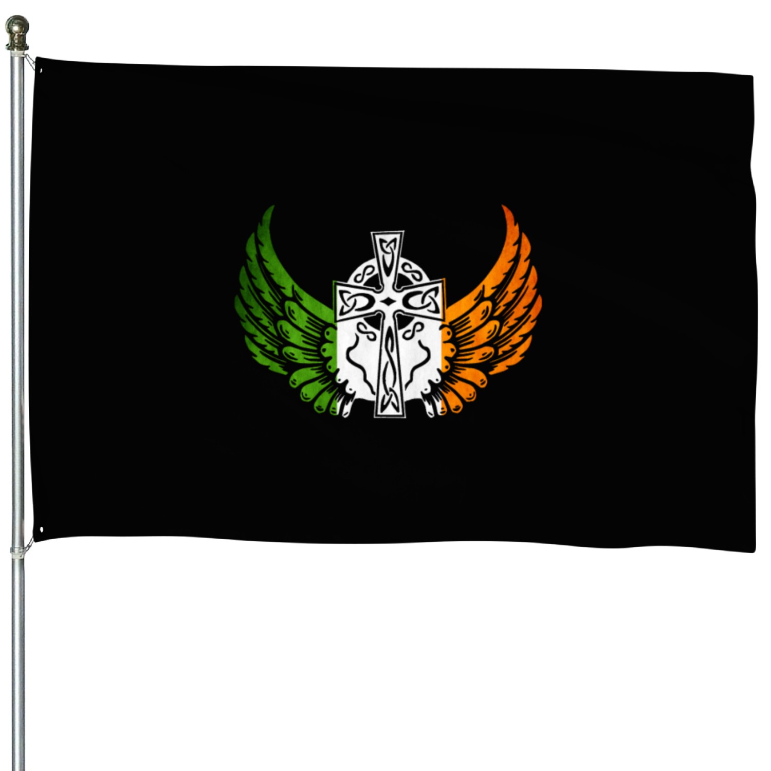 Irish Flag Design Celtic Cross Irish gift House Flags