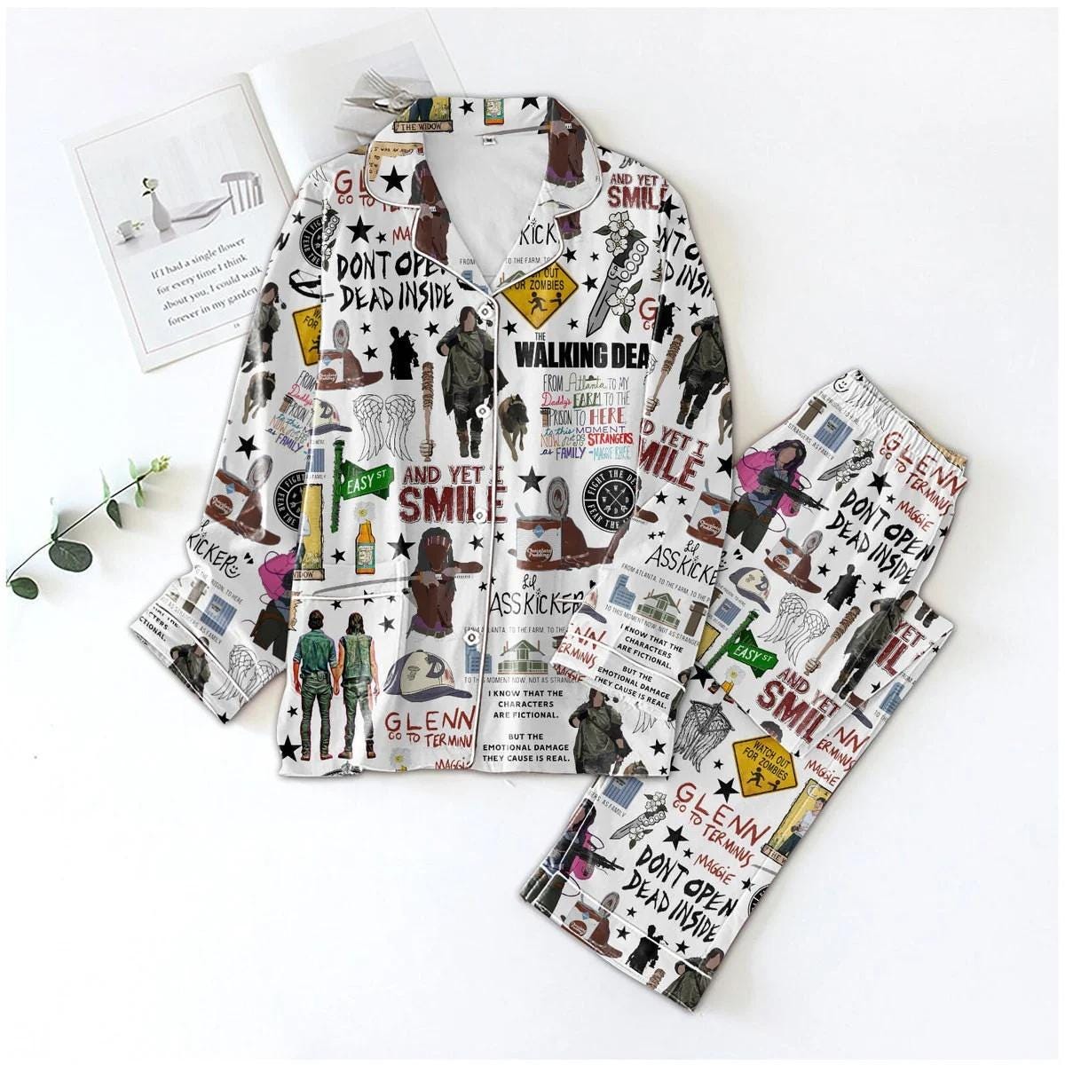 The Walking D Pajamas Set, Daryl Dixon Pajamas Christmas, TV Series Pajamas Family, Horror Movie Shirt, Halloween Zombie Movies Pjs