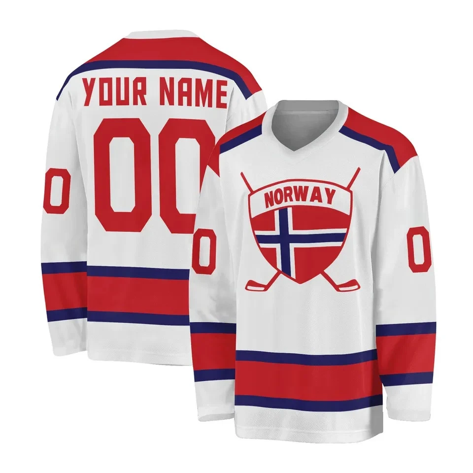 Custom Black/White Norway Ice Hockey Jersey - Perfect Gift for Fans