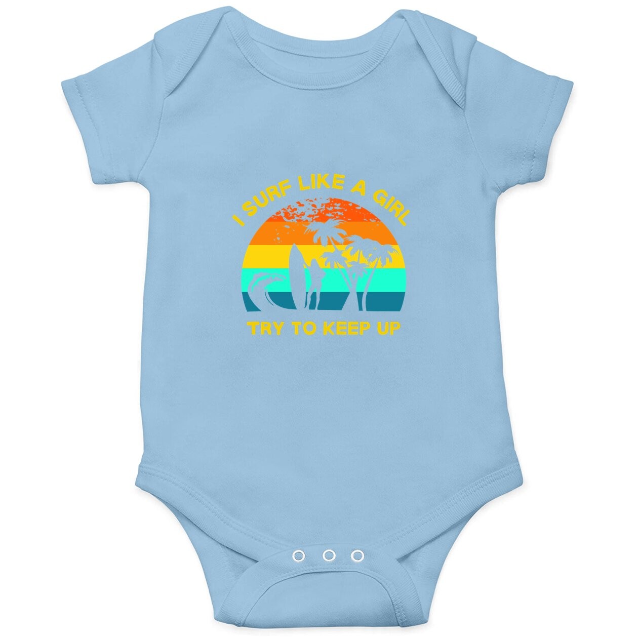 Retro Girl Surfer, Funny Surfing Baby Bodysuit