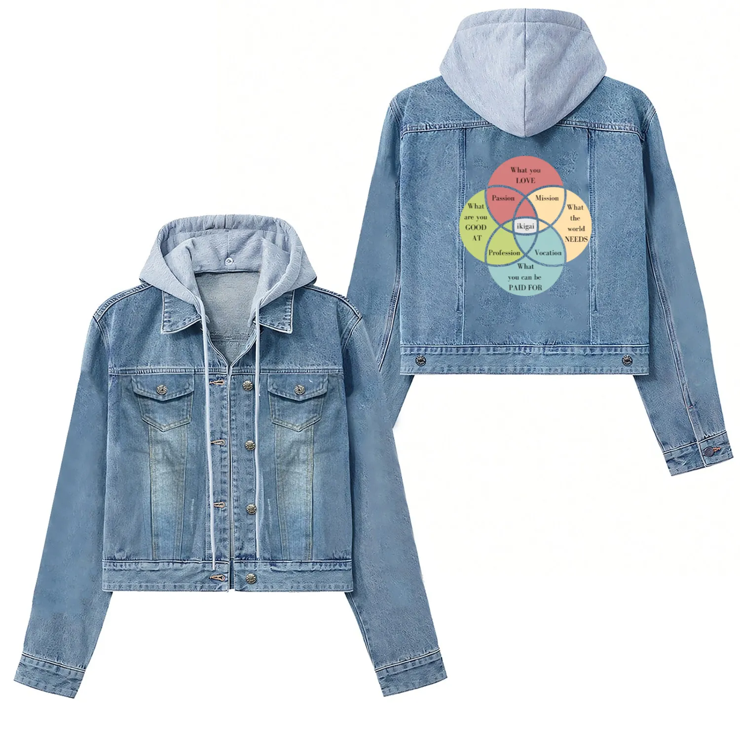 Discover Your Ikigai to Find Your Purpose Women's Denim Jackets