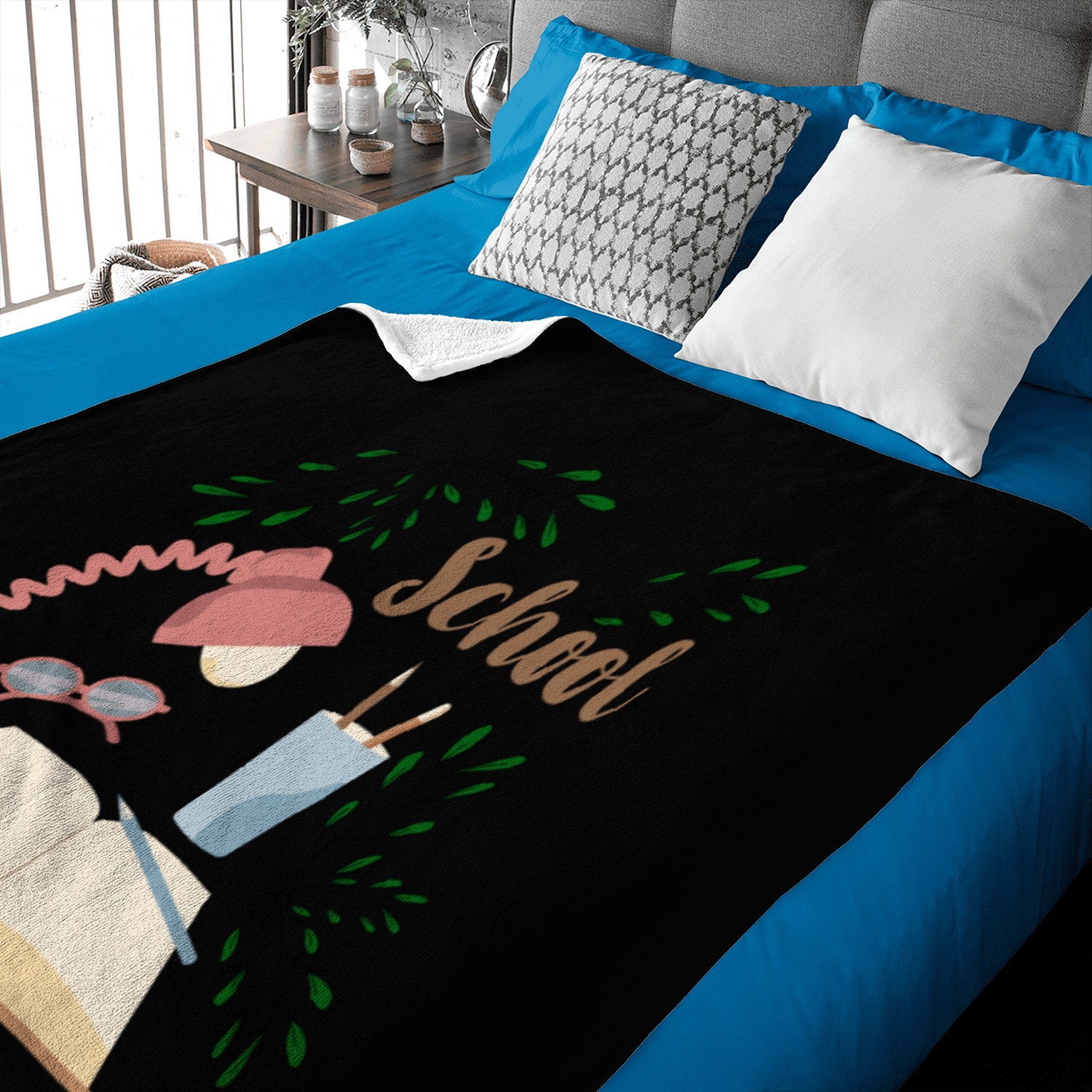 School print with plants open book and eyeglasses Baby Blankets