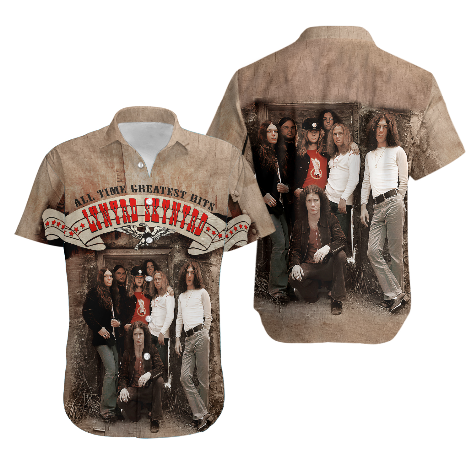 Lynyrd Skynyrd Band Greatest Hits Hawaiian Shirt Size