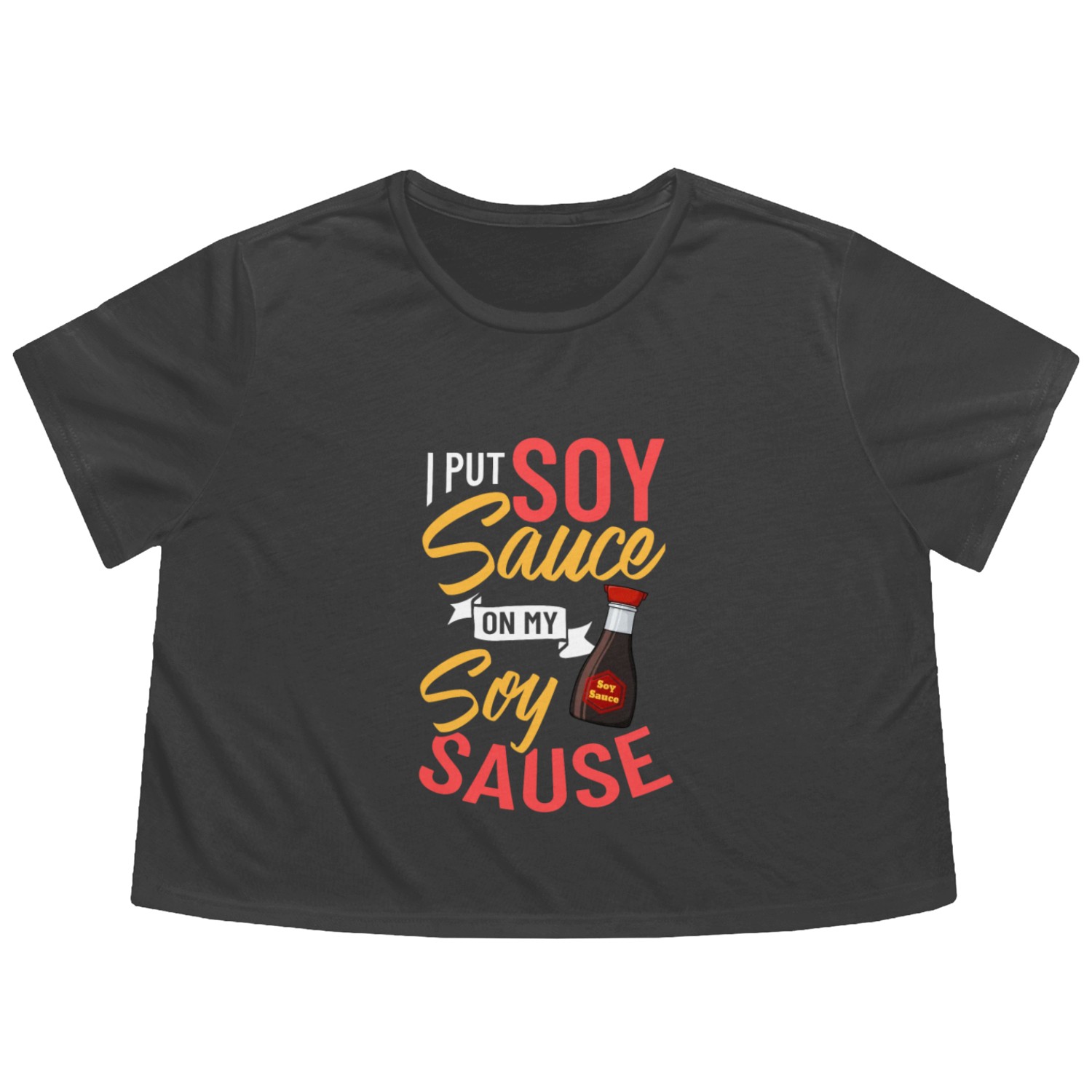 Soy Sauce Japanese Sushi Dark Ramen Noodles Bottle Flowy Cropped Tees