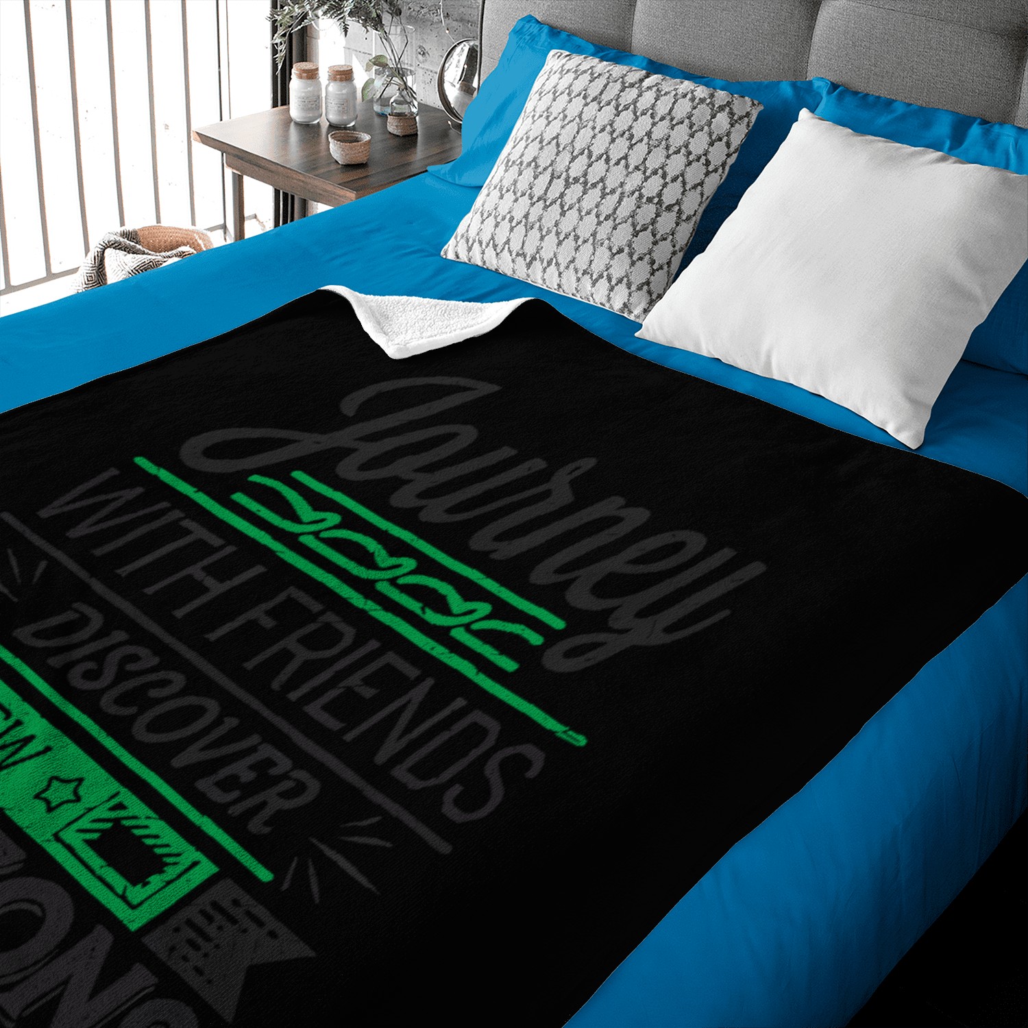 Journey with Friends adevnture travel quote text Baby Blankets