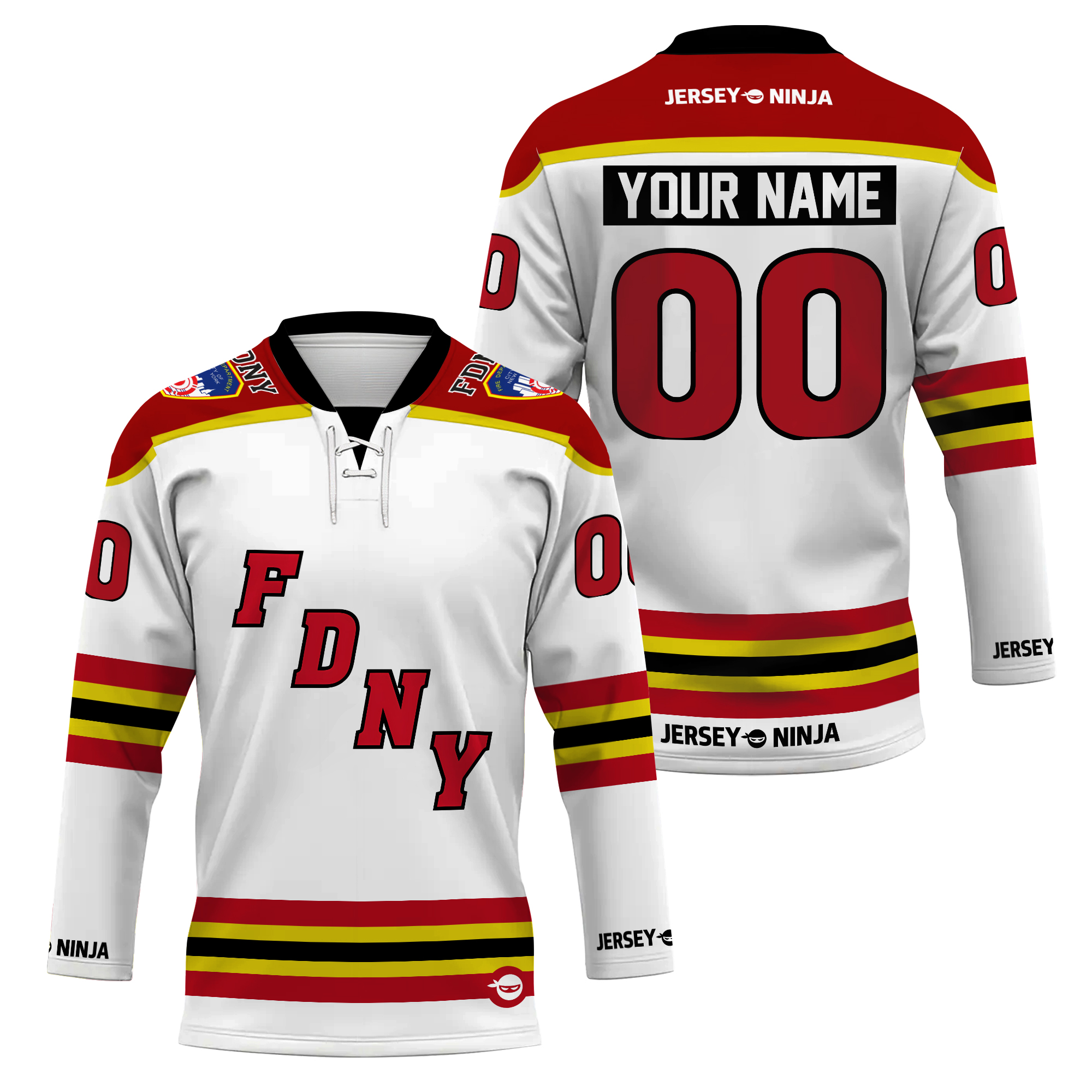 Fire Department NY Wordmark White Hockey Jersey