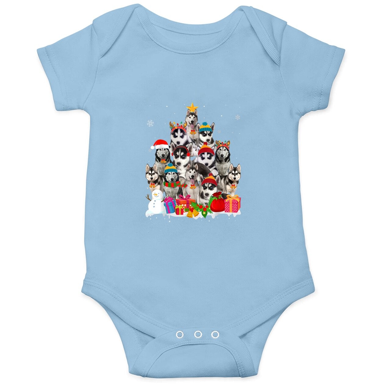 Siberian Husky Christmas Tree Pet Dog Lover Gift Baby Bodysuit