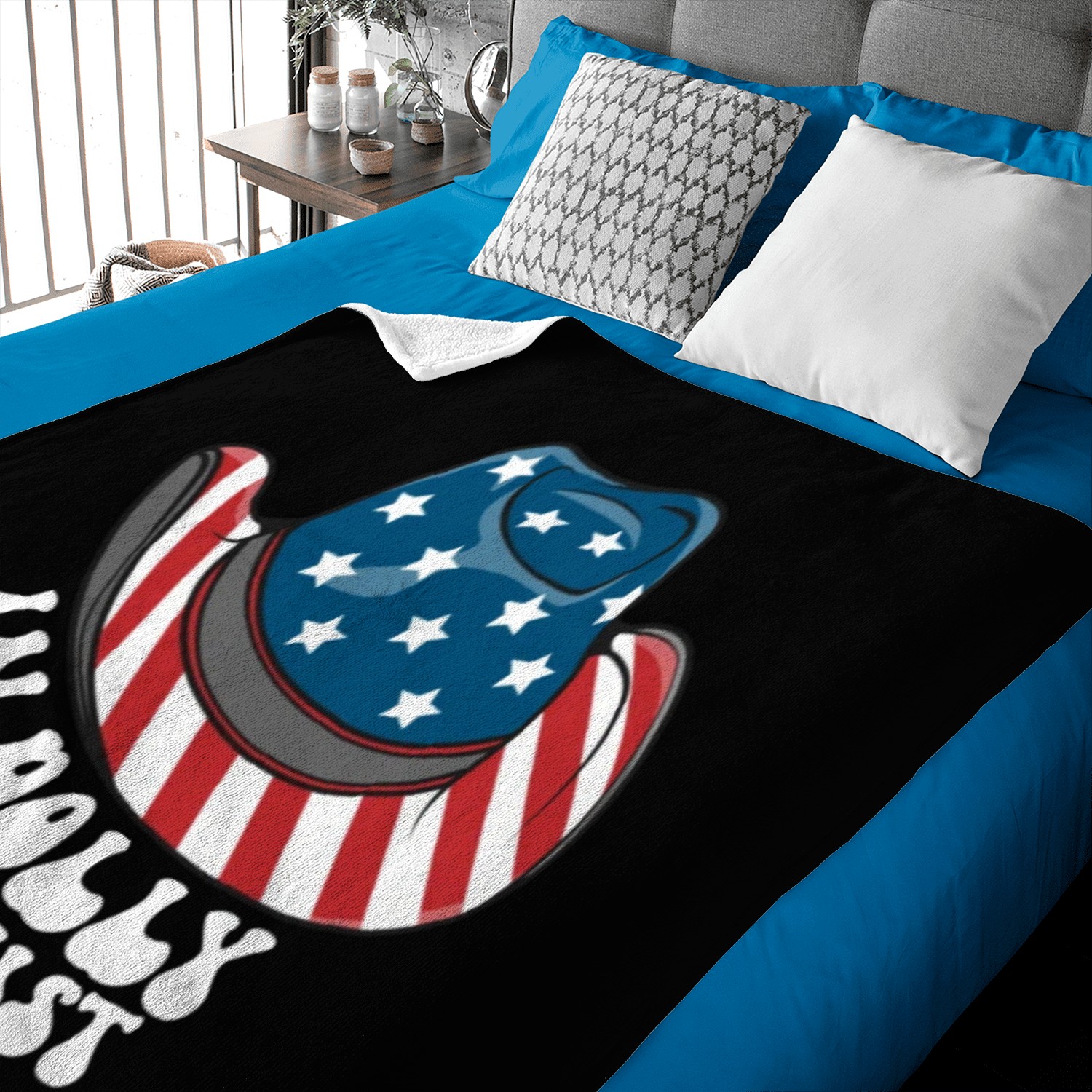 In Dolly We Trust American Flag Cowboy Hat Baby Blankets