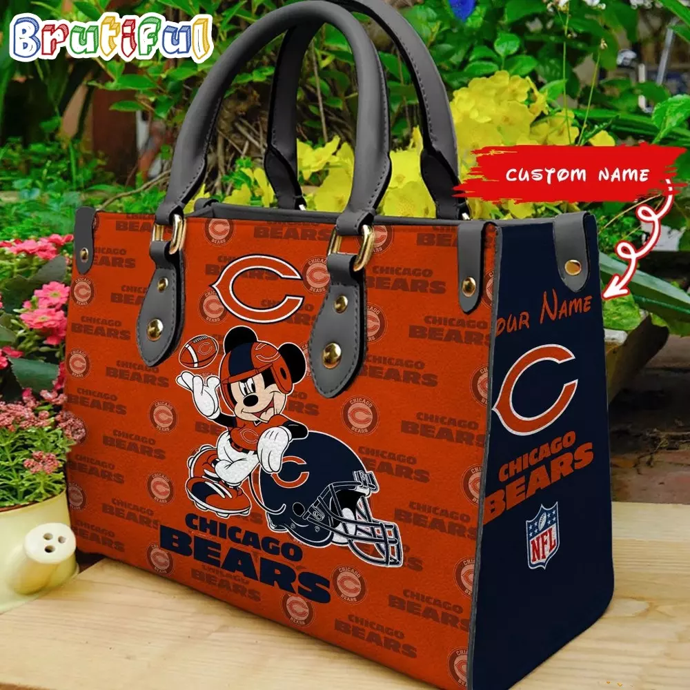 Personalized Chicagoss Team Bearss Football Bag, Leather Handbag
