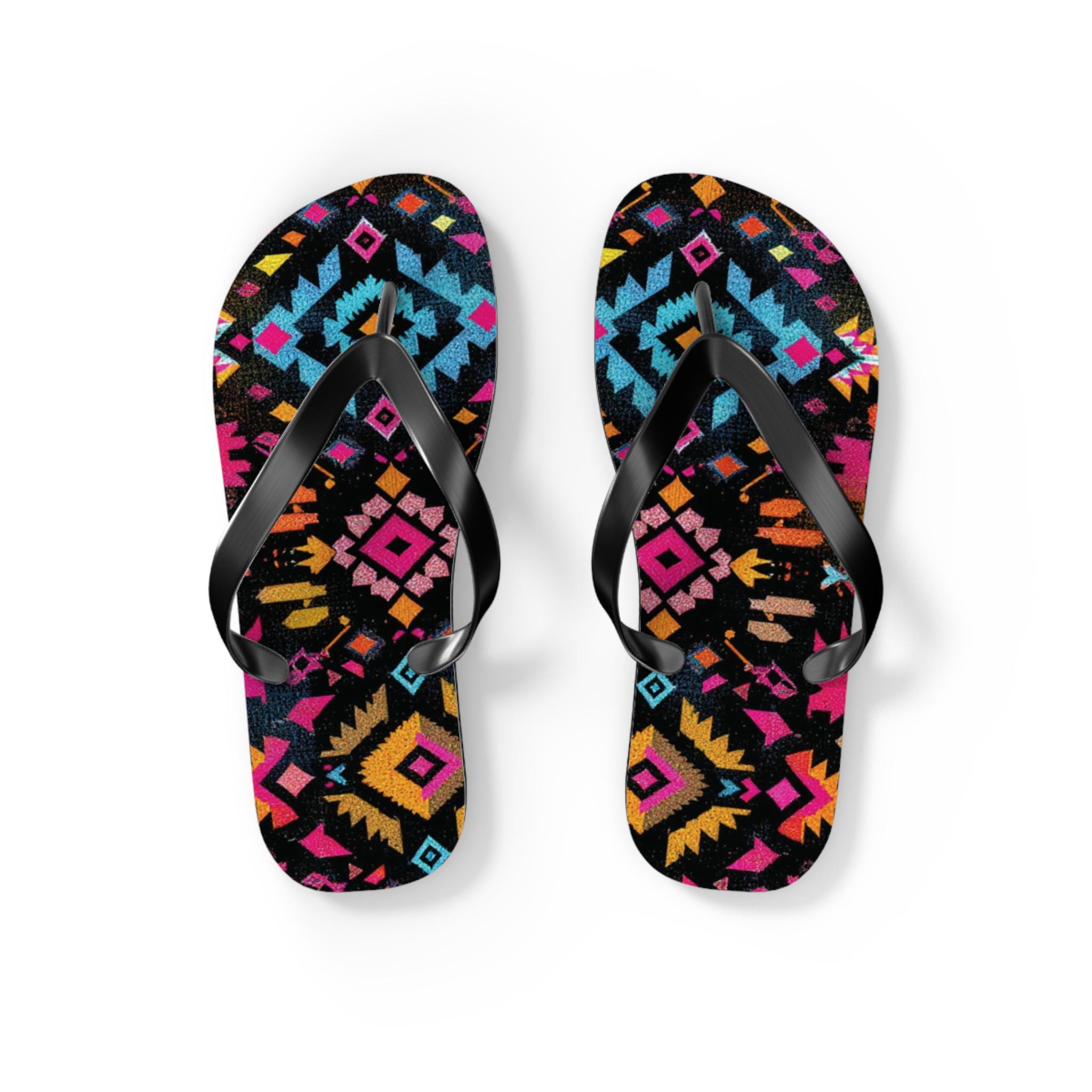 Colorful Boho Flip Flops Perfect for Summer, Beach Days, Festivals, Vacation, Poolside Fun, Gift for Her