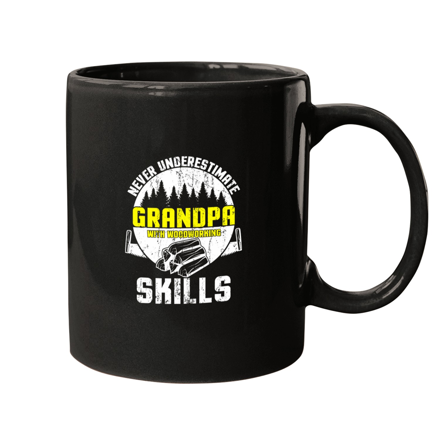 Mens Never Underestimate Grandpa Woodworking Mugs
