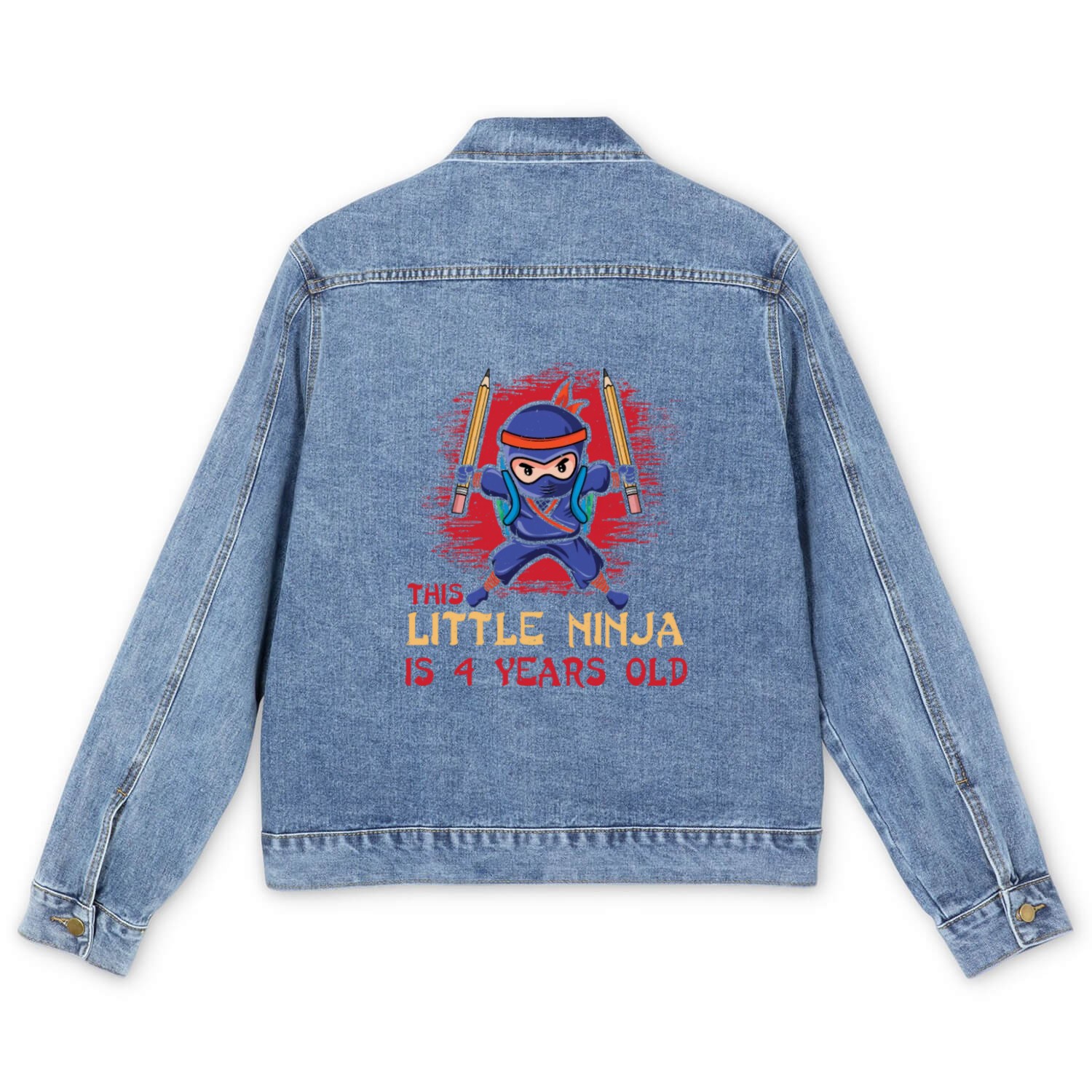 Birth Born Age 4 Years Old Japan Japanese Ninja Men's Denim Jackets