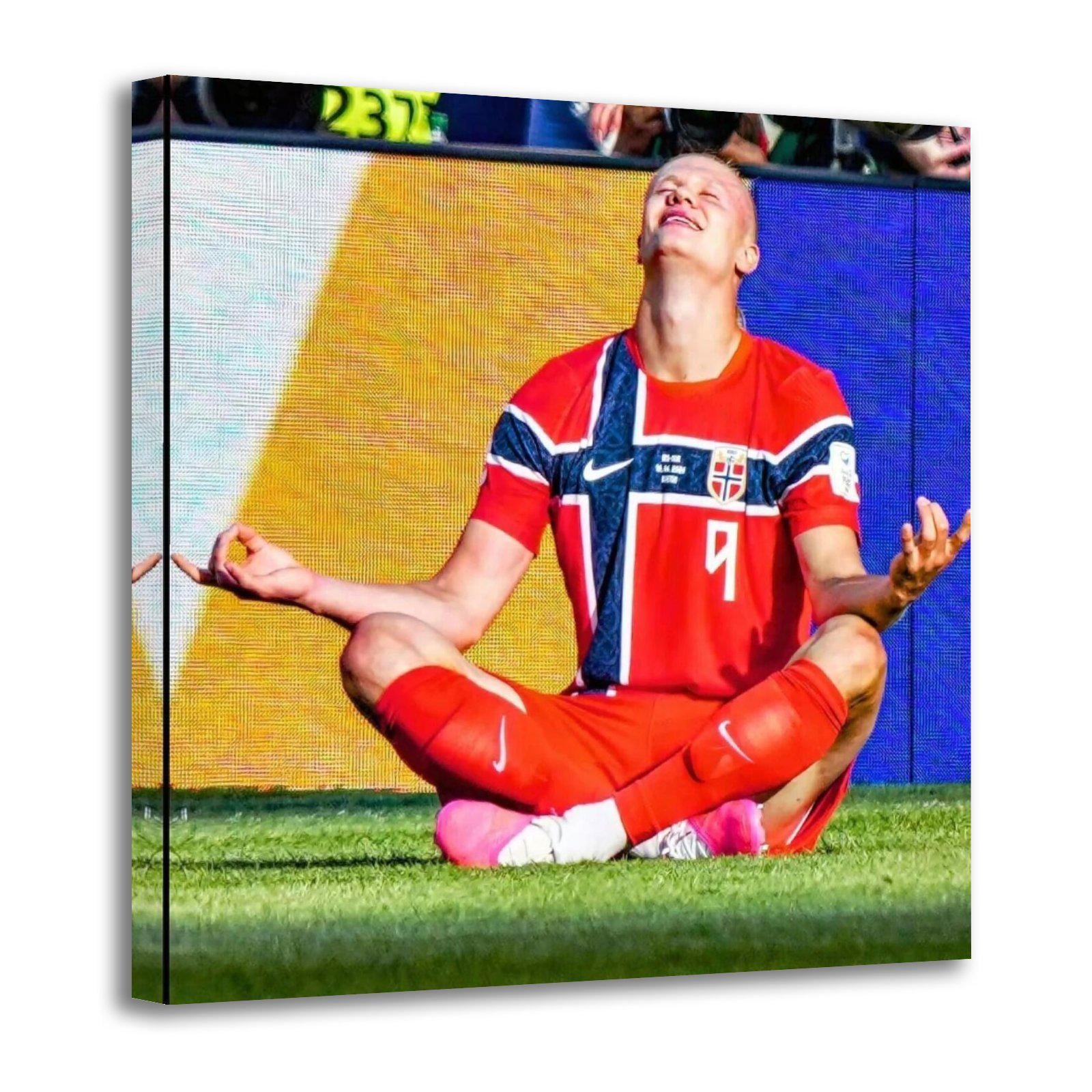 Erling Haaland Meditation Pose Norway National Team Painting On Canvas Wall Art Poster Picture Print Living Room Walls Decor Home Posters