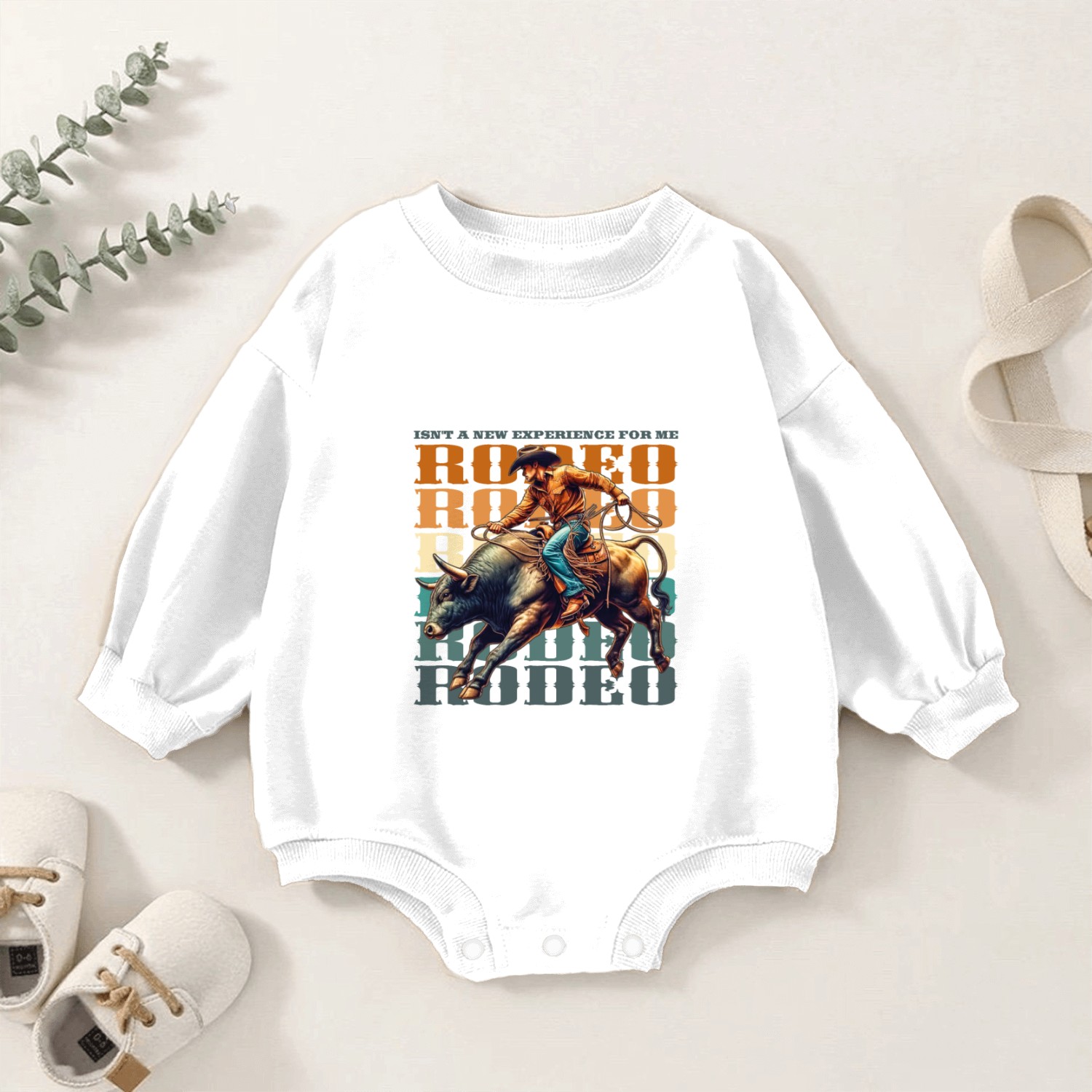 Vintage style Western Bull Rider Baby Romper Sweatshirts