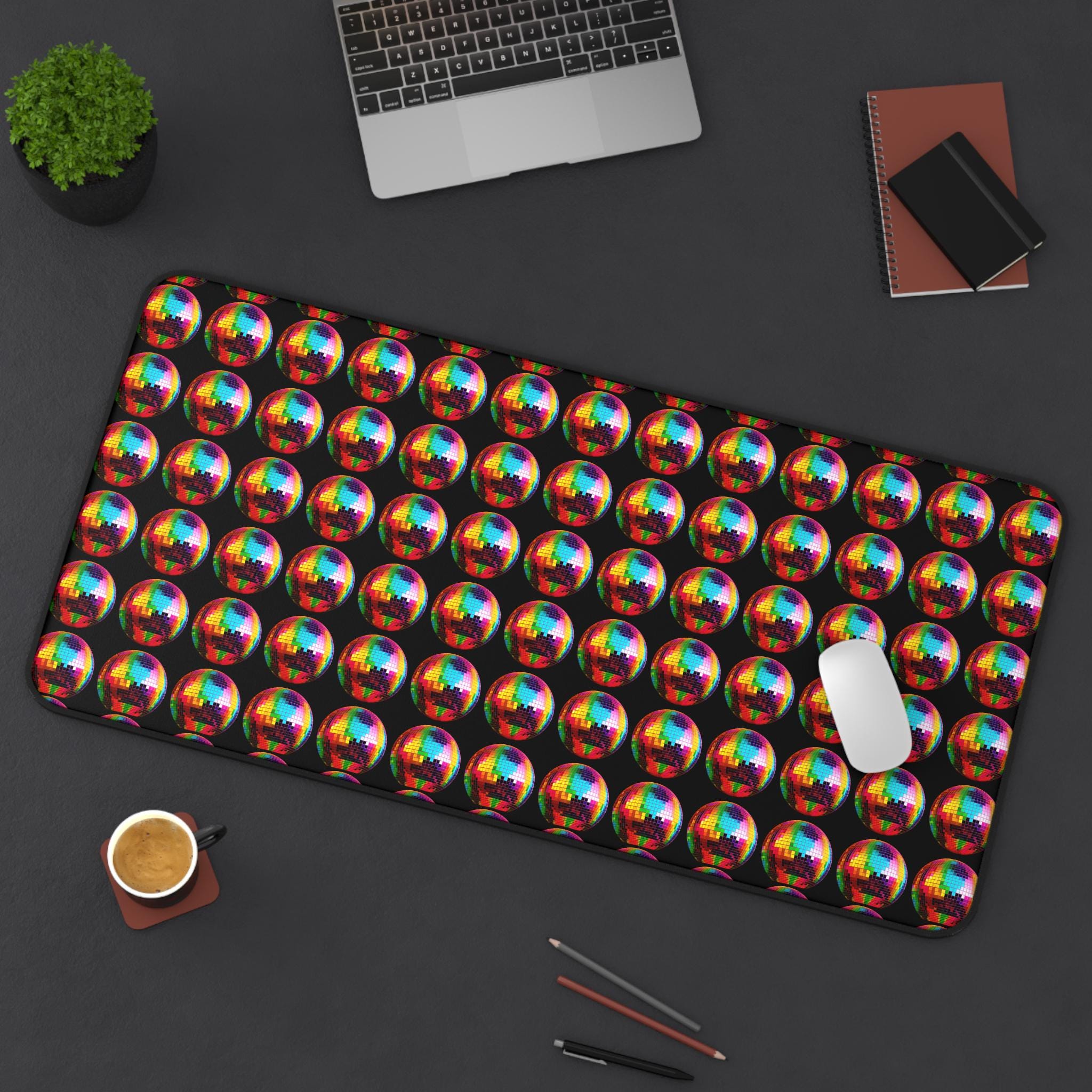 Disco Ball Desk Mat, Gamer Party Retro Vibe Work Mat