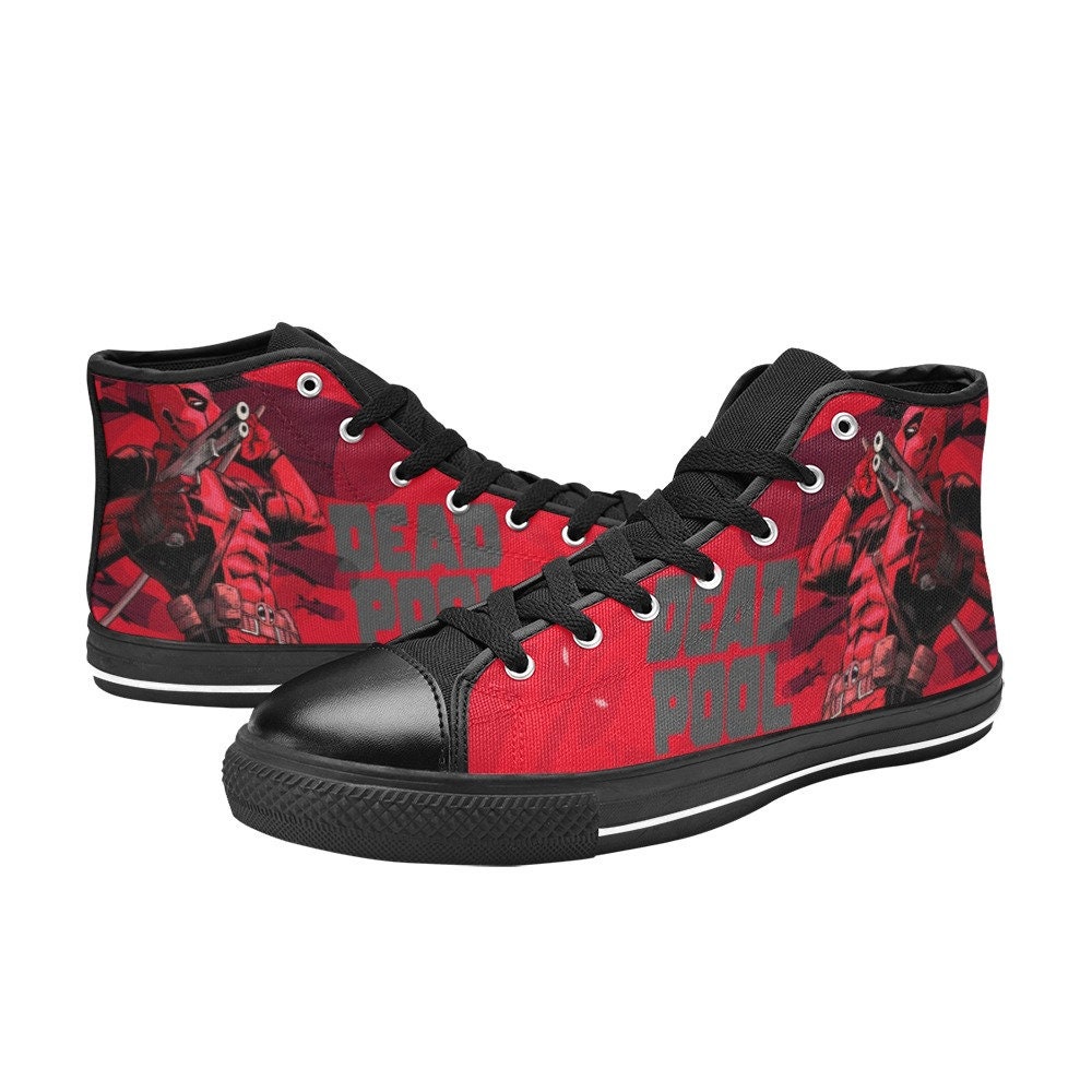 Deadpool Canvas High Top Sneakers, Cool Deadpool Shoes