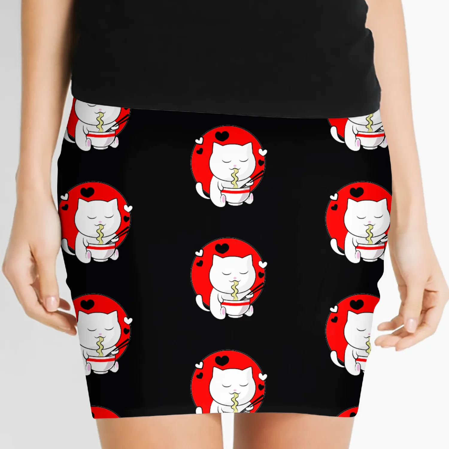 Kawaii Ramen Anime Cat Japanese Manga Women's Mini Skirts