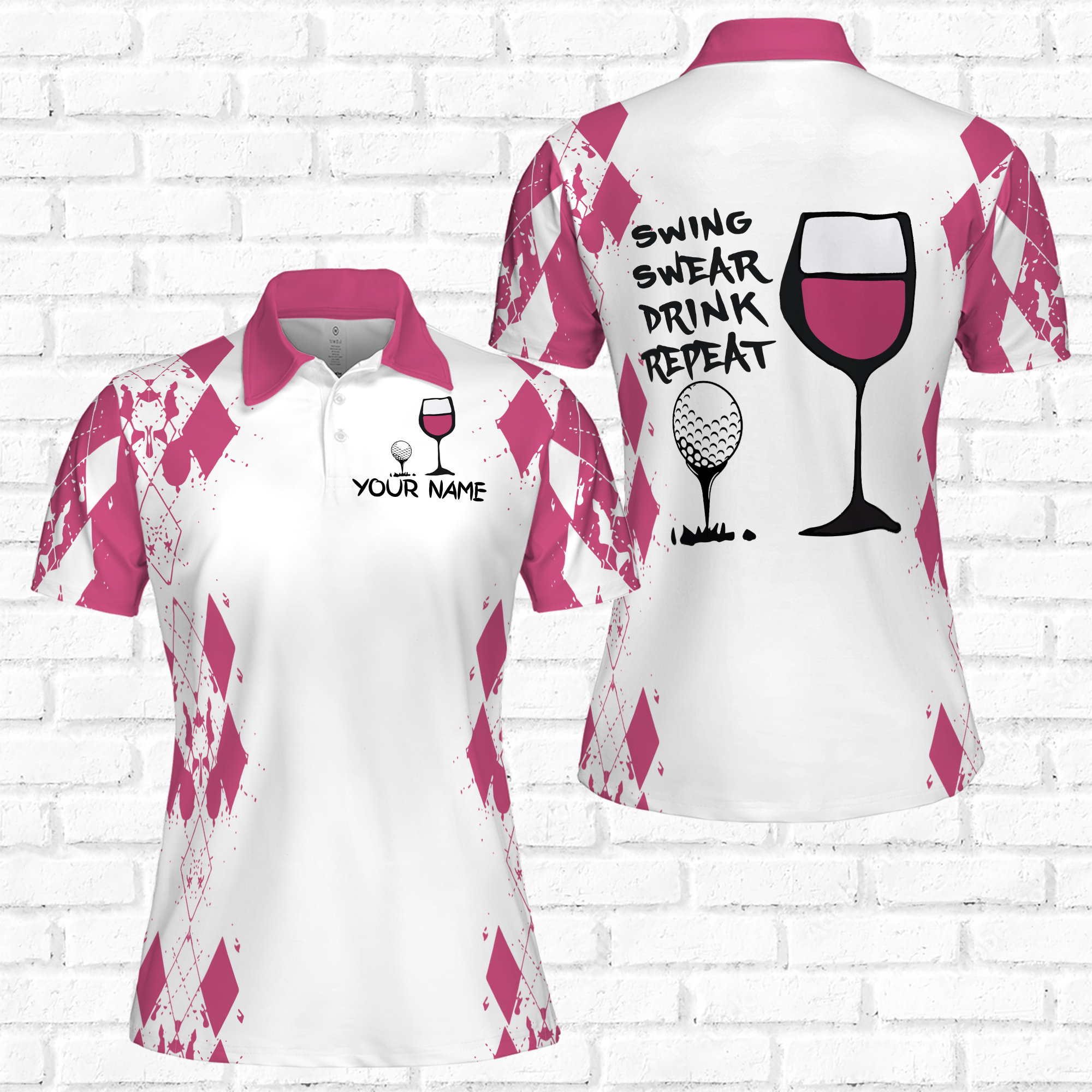 Custom Name Swing Swear Drink Women Polo Shirt