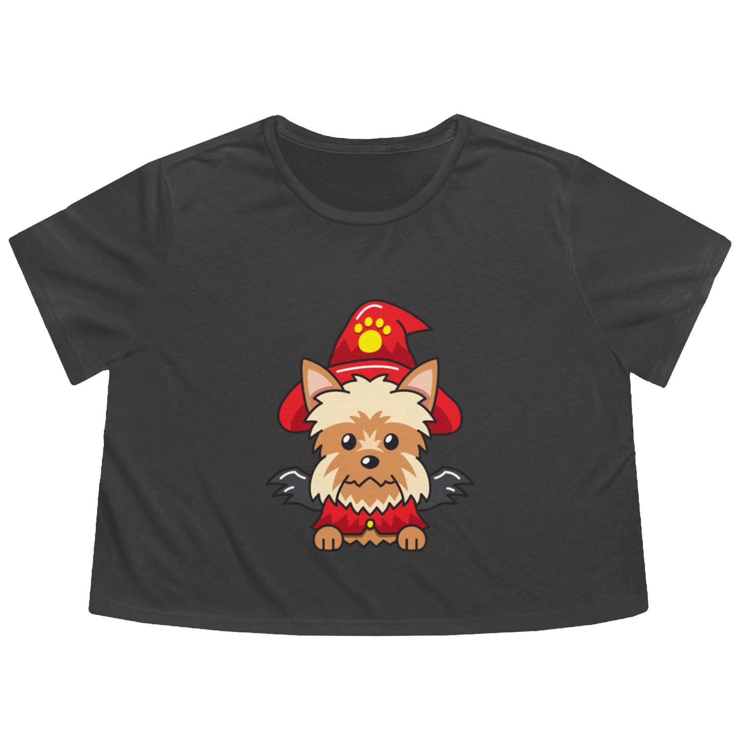 yorkshire terrier dog with halloween costume Flowy Cropped Tees