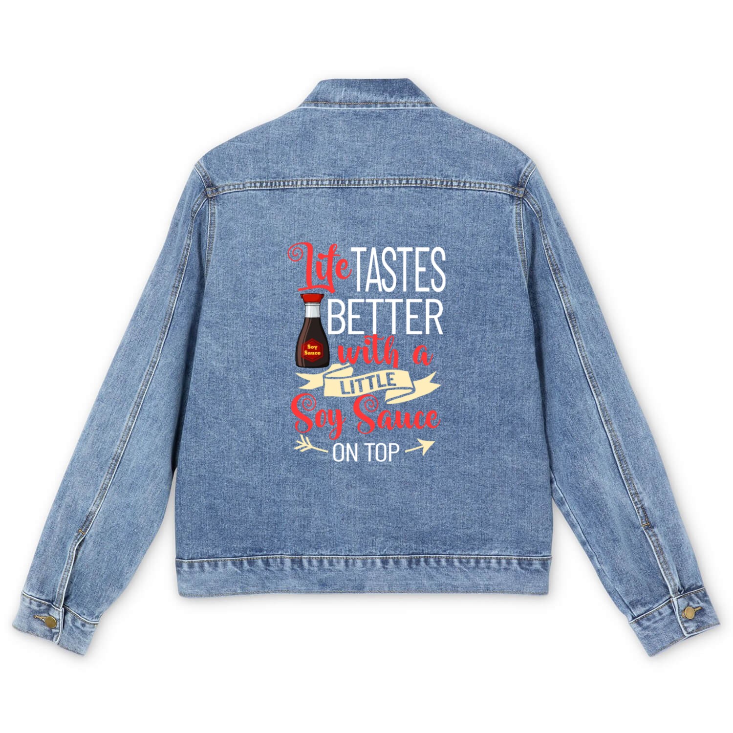 Soy Sauce Japanese Sushi Dark Ramen Noodles Bottle Men's Denim Jackets