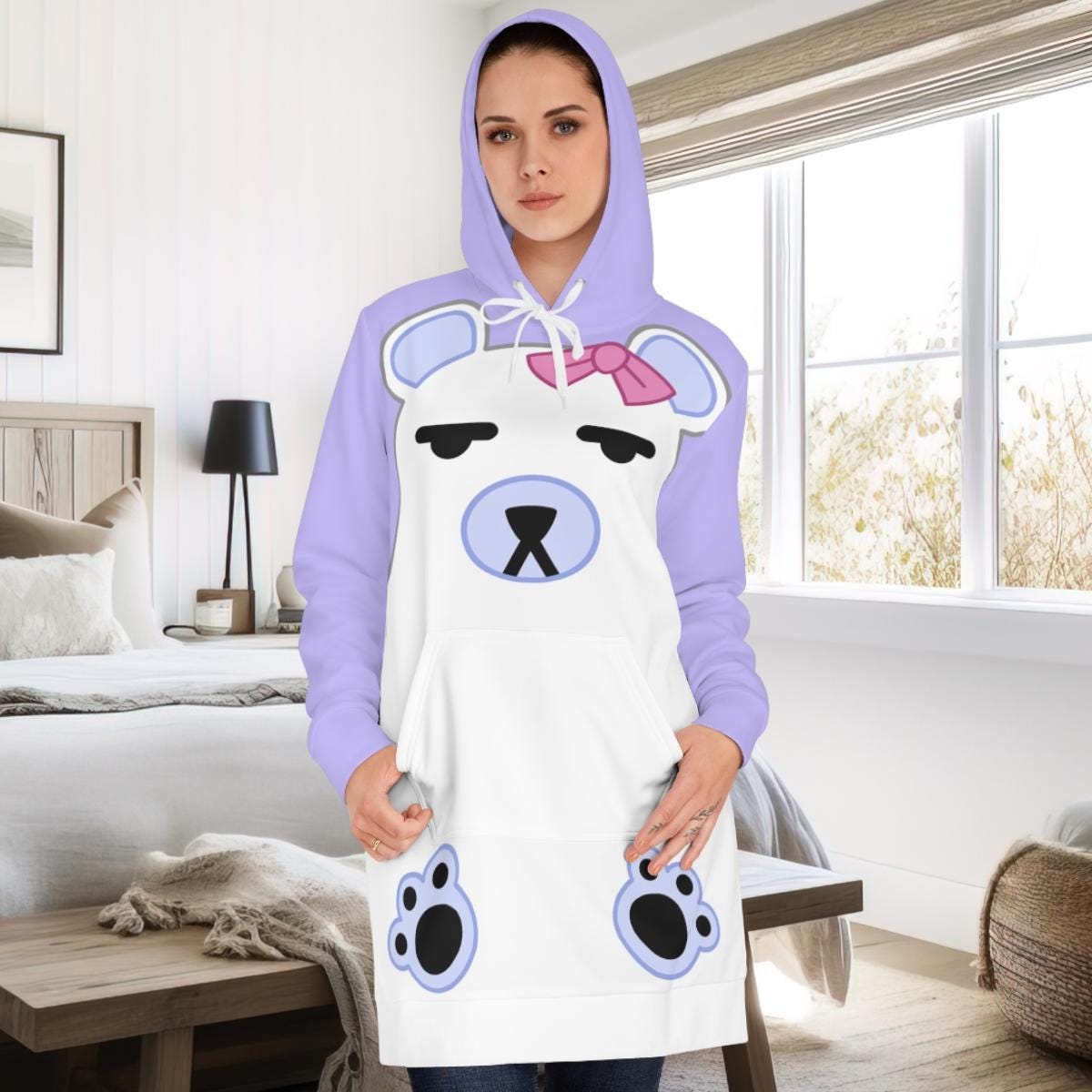 Mira's Lama Bear Dress Hoodie, K-Pop Inspired Demon Hunter Sleepwear, Cute And Comfy Anime Lounge Pants