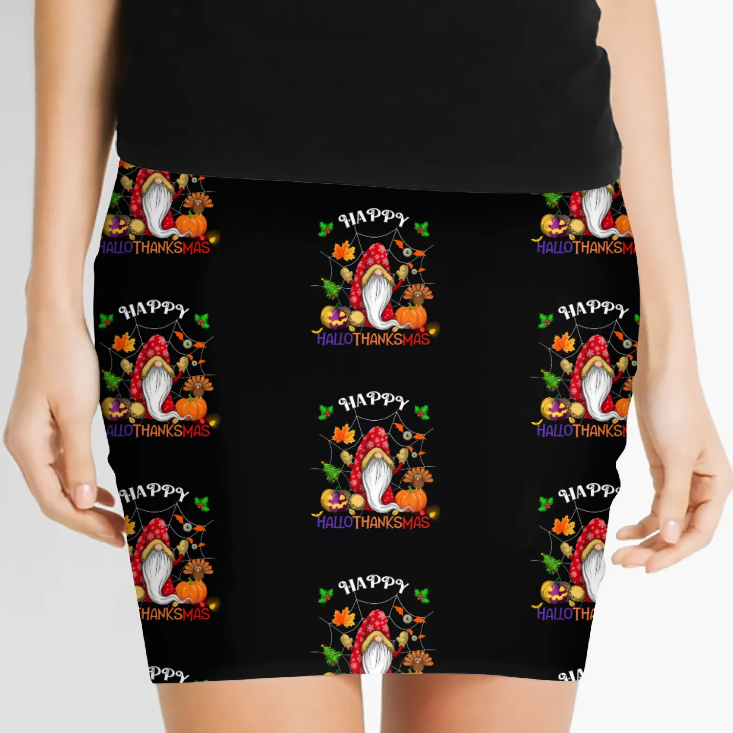 Happy HalloThanksMas Gnome Women's Mini Skirts