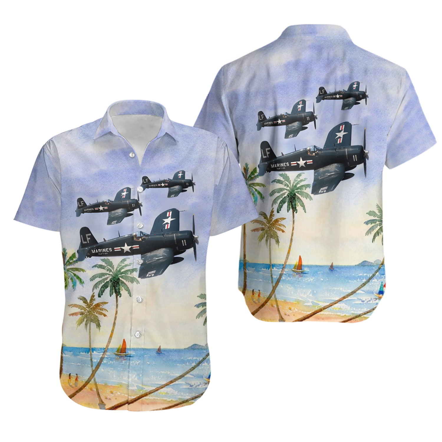 Vought F4U Corsair Pocket Hawaiian Shirt