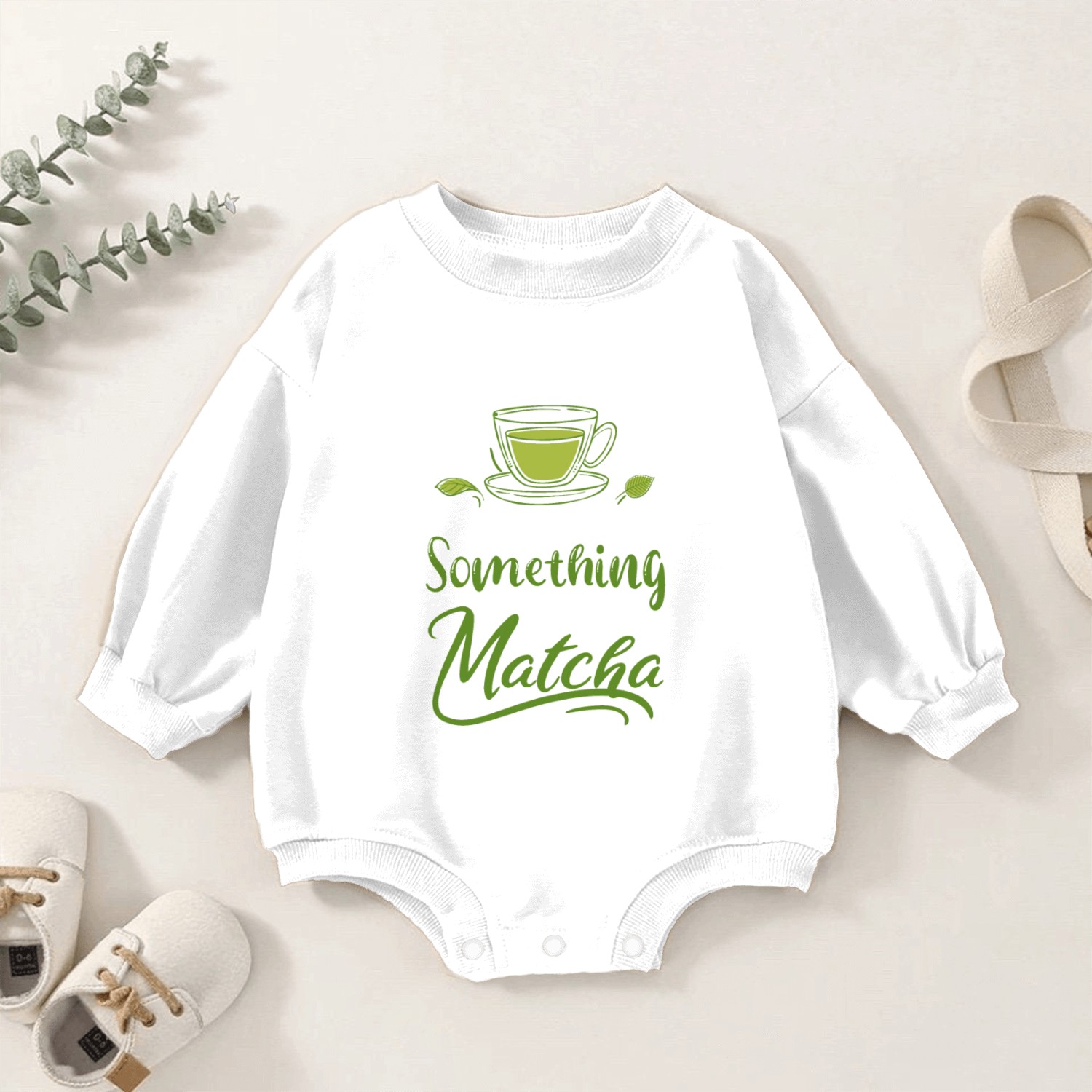 Green Tea Lover Japanese Matcha Latte Drink Matcha Baby Romper Sweatshirts