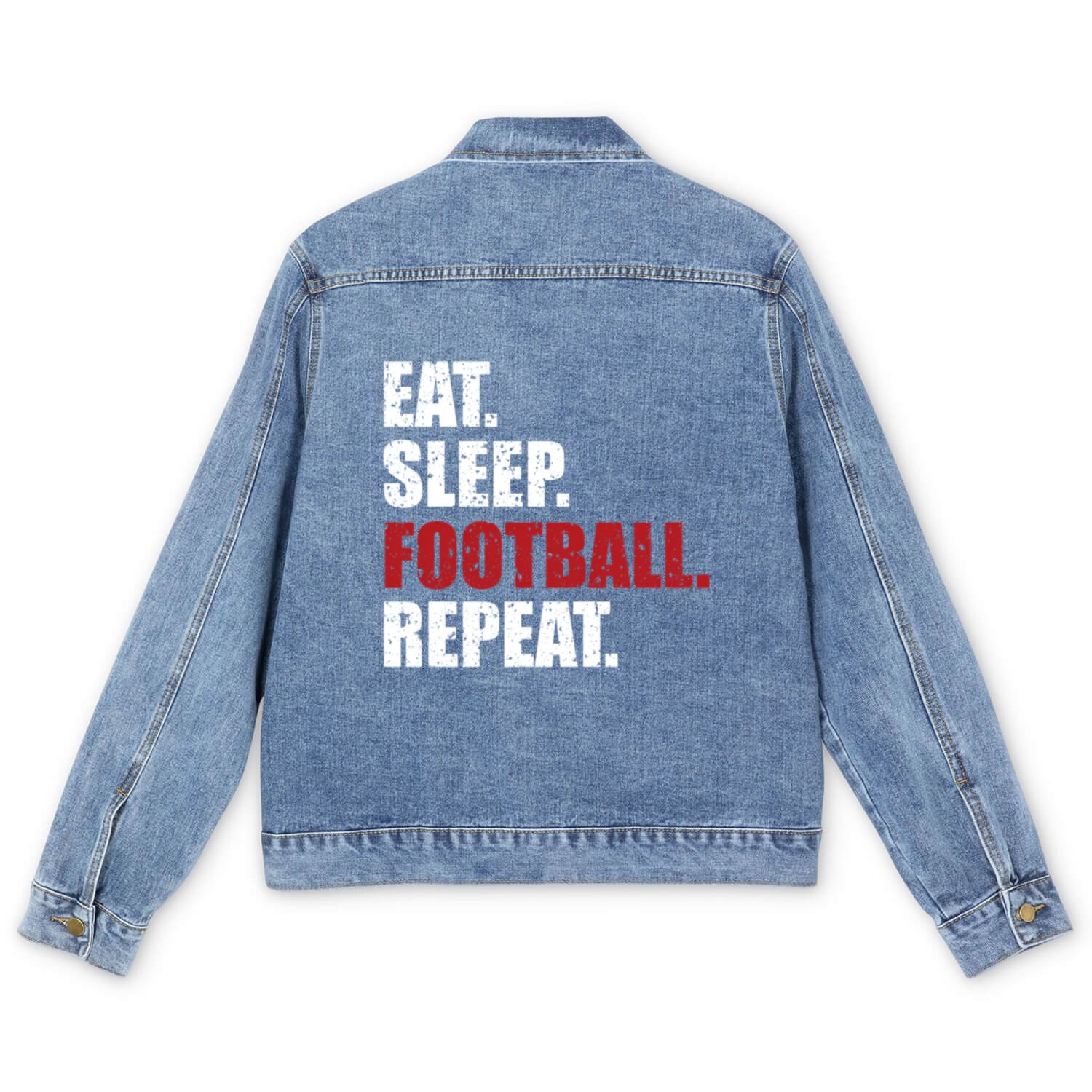 Eat Sleep Football Repeat Men's Denim Jackets