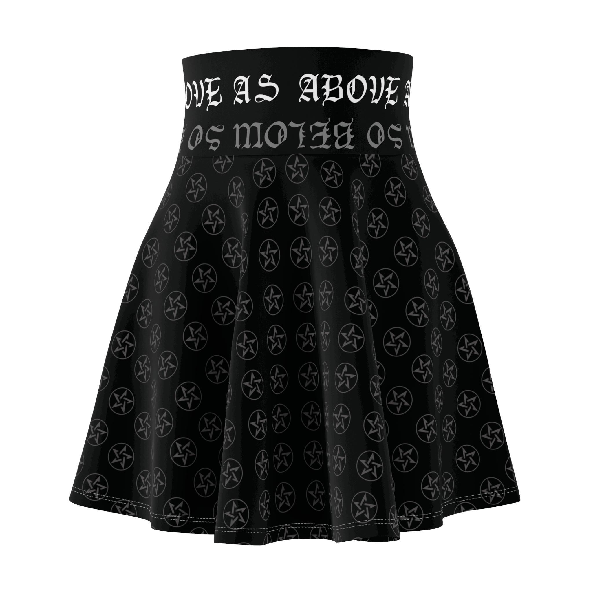 Pentagram Gothic Women's Skater Skirt, AOP Skirt for Festivals
