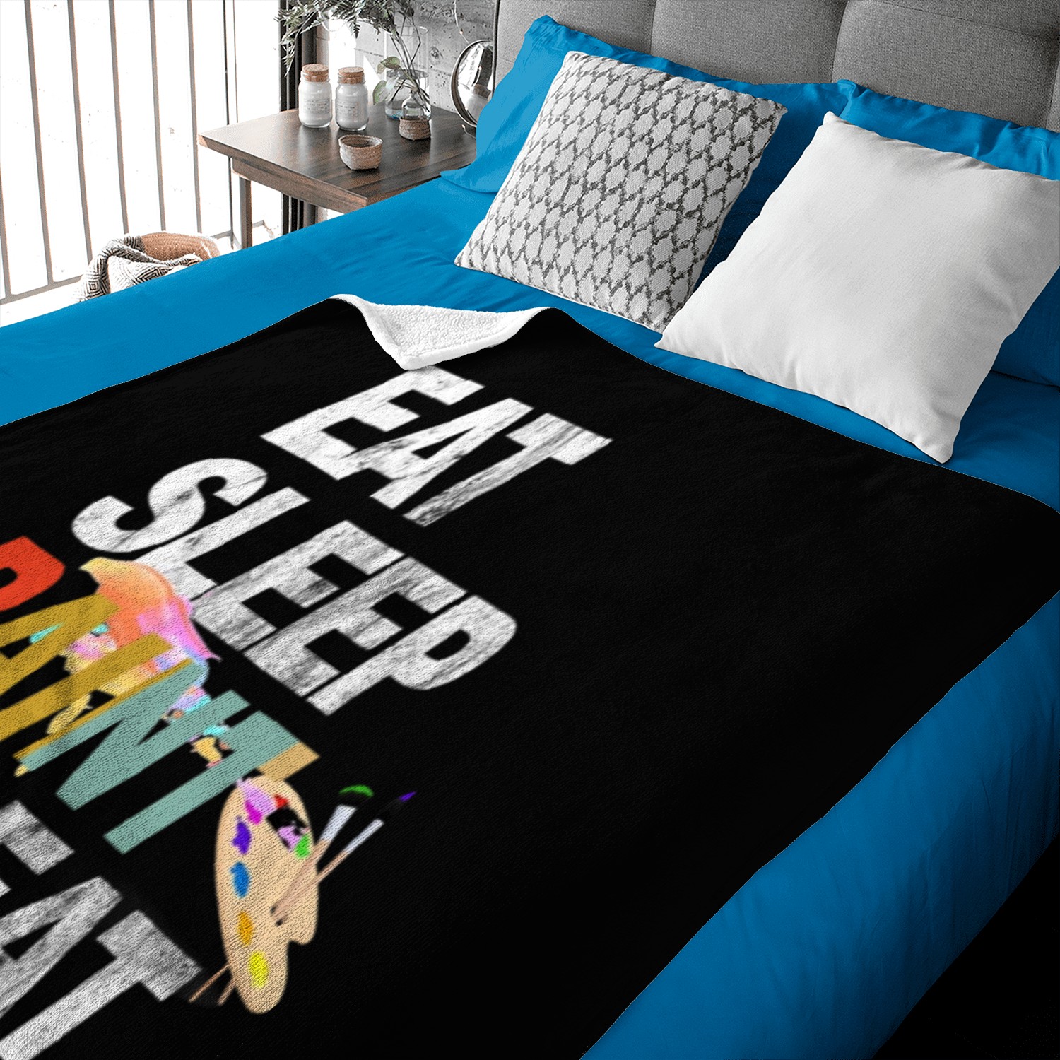 Eat Sleep Paint Repeat Baby Blankets Gift For Artist