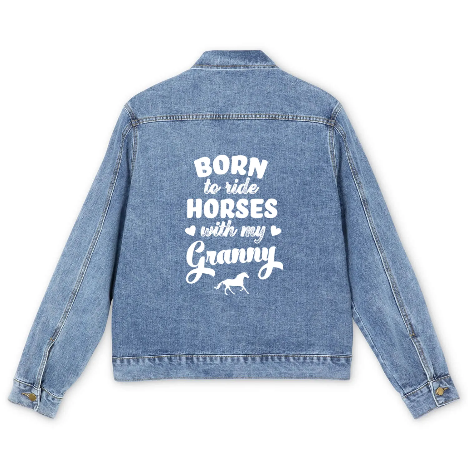 Born to ride horses with granny horse riding baby Men's Denim Jackets