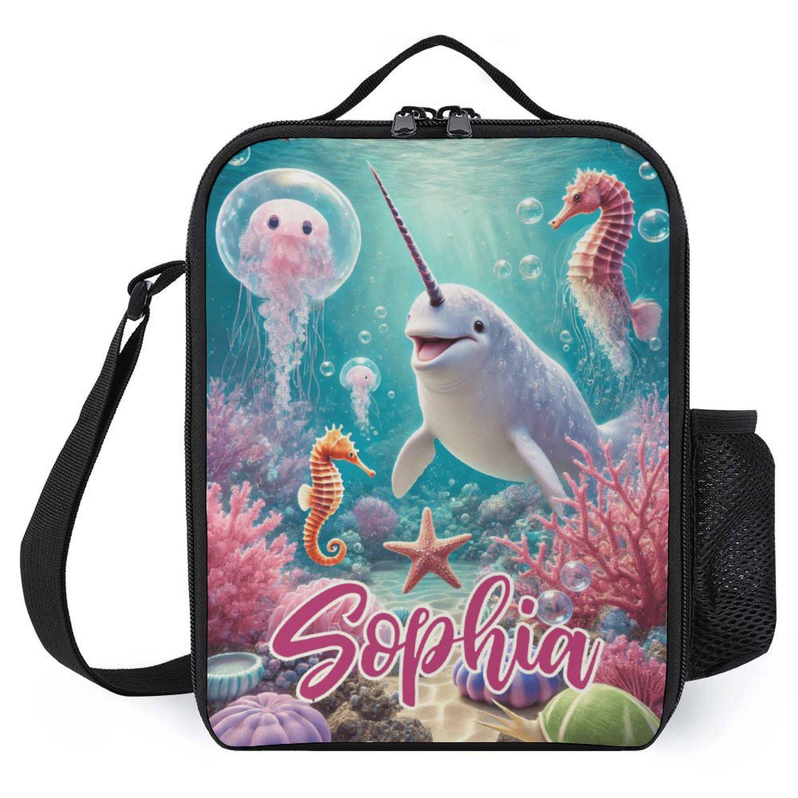 Narwhal Under Sea Ocean Lunch Bag for School Camp Boys & Girls