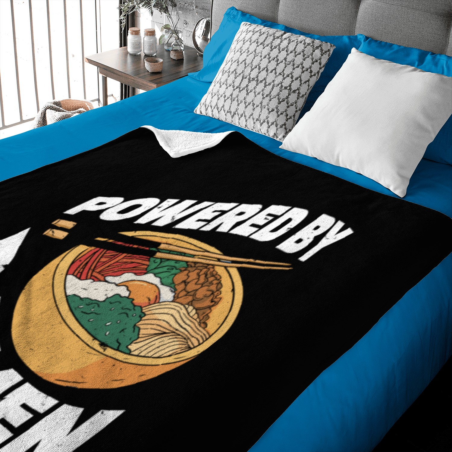 Powered By Ramen Anime Japanese Soup Cup Noodle Baby Blankets