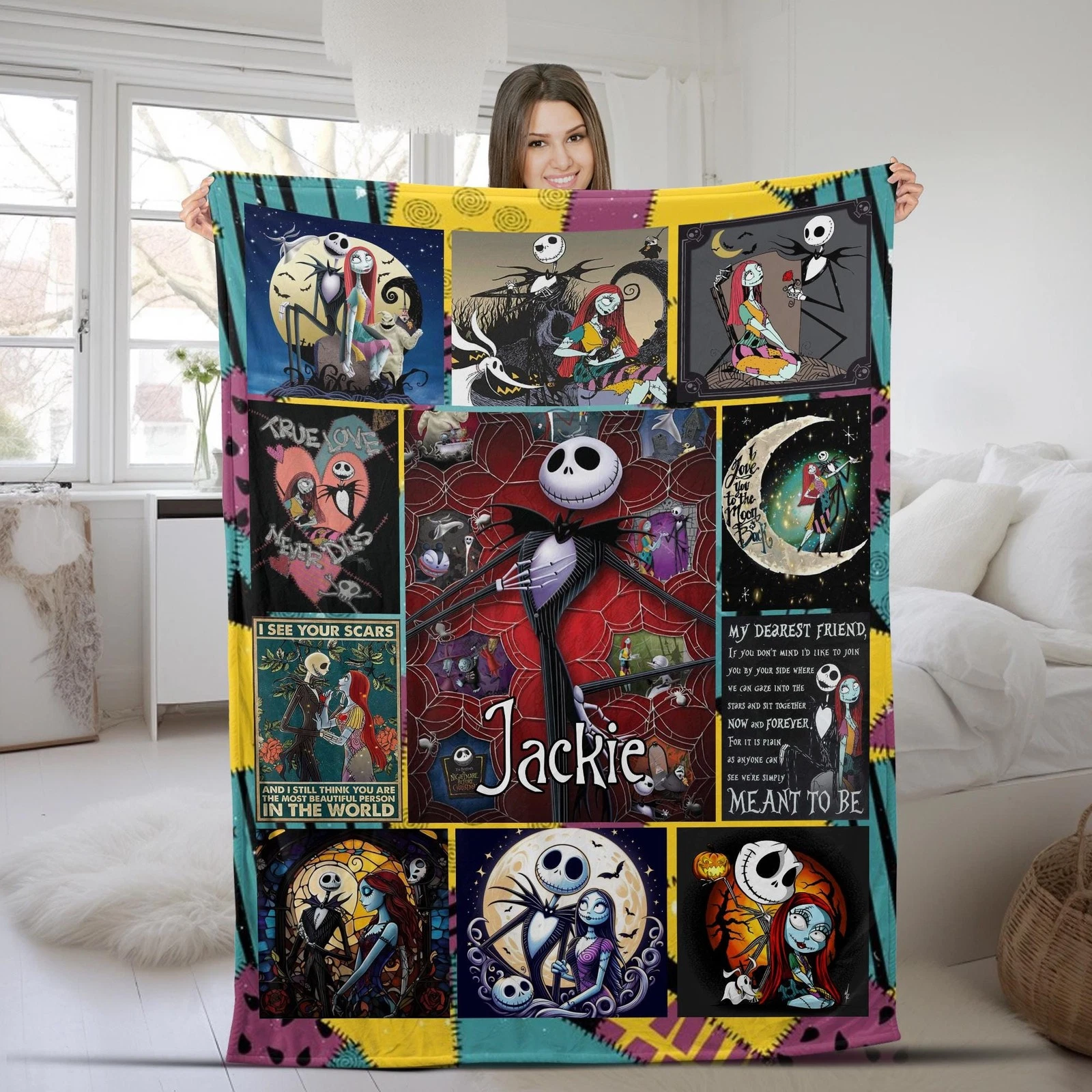 Personalized Halloween Nightmare Before Christmas Spooky Vibes Blanket