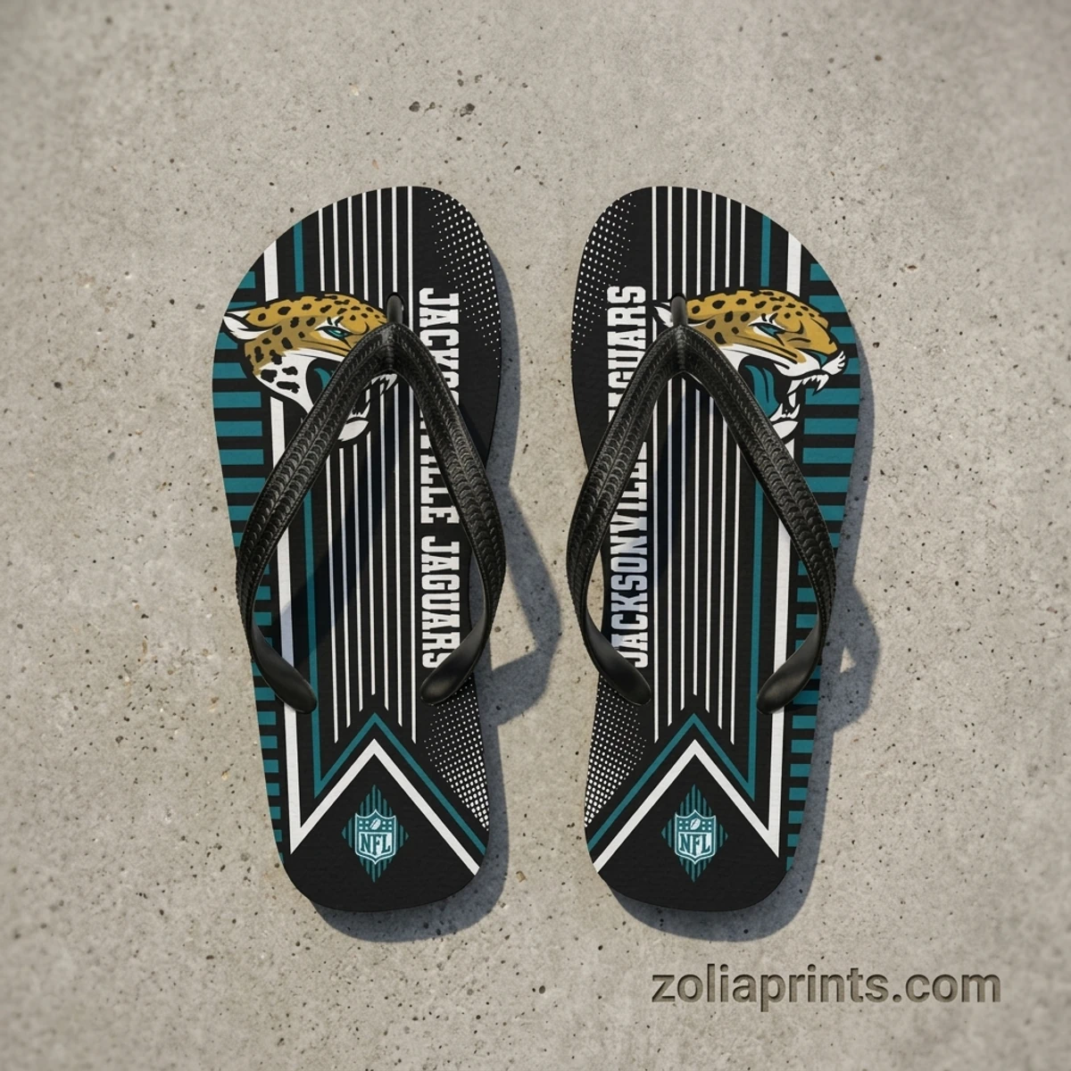 Jacksonville Jaguars Head Logo Summer Flip Flops