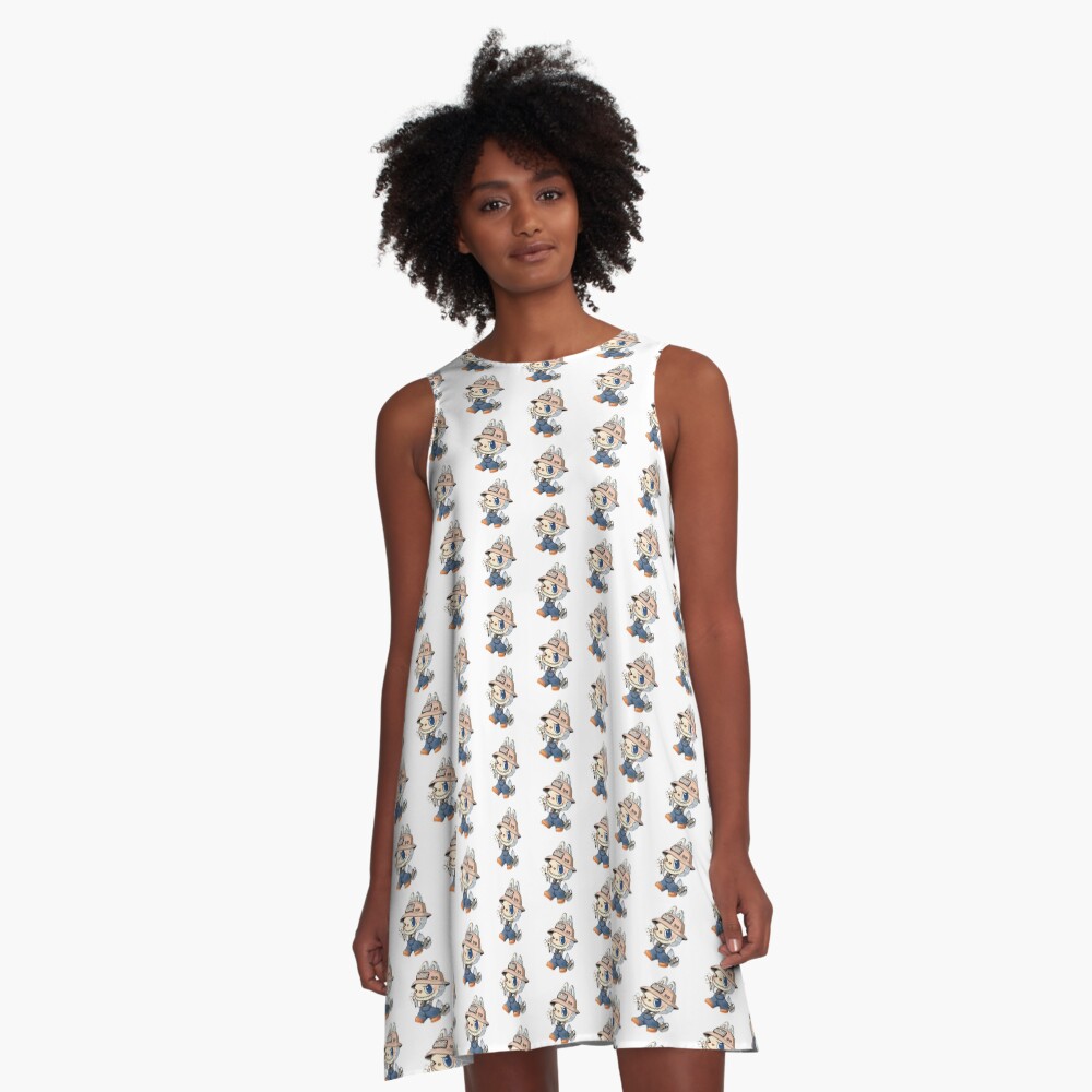 Cute Labubu A-Line Dress, Labubu sleeveless tank dresses, Gift for Her
