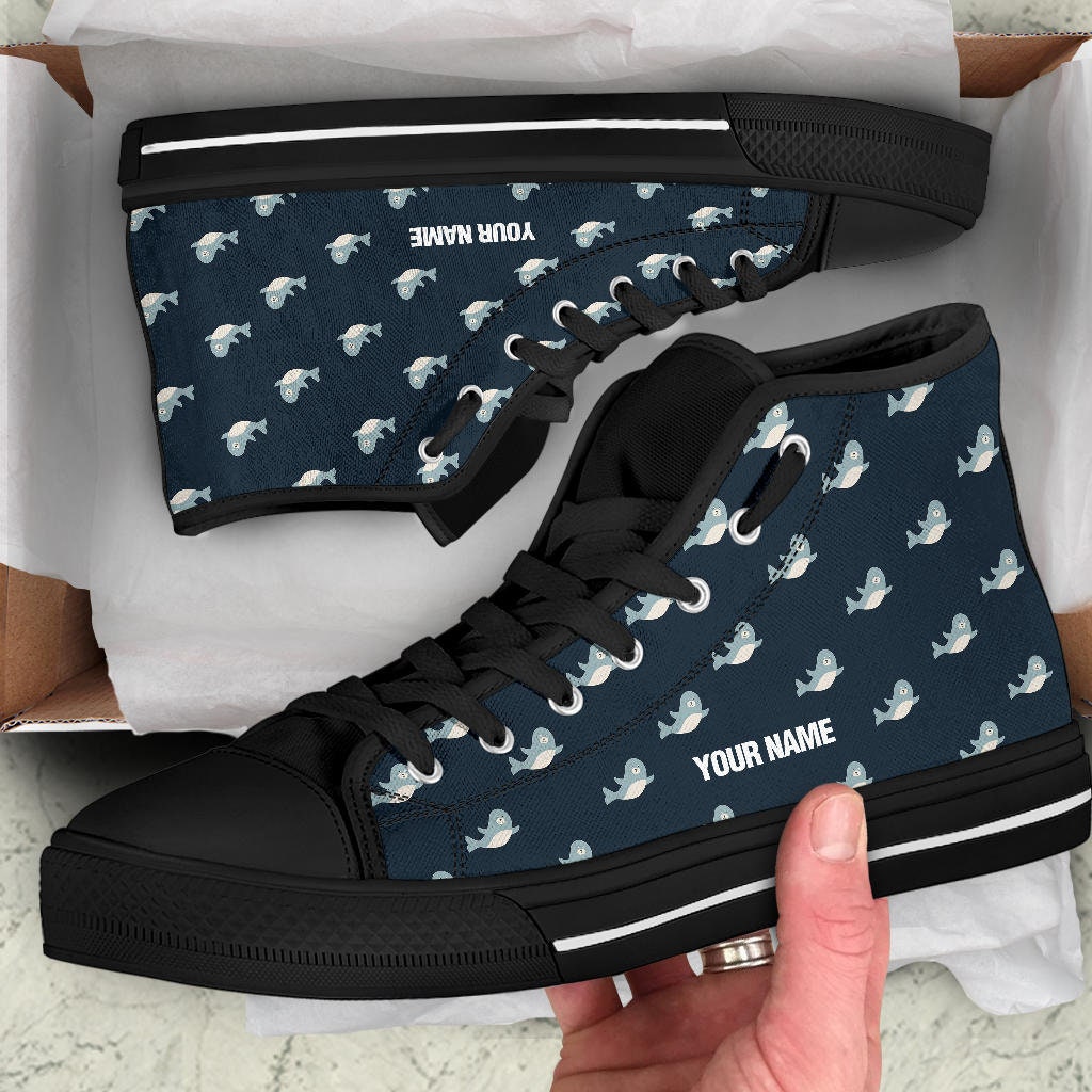 Sea Lion Custom Name High Top Sneakers / Sea Lion Custom Print Trainers / Sea Lion High Top Shoes / Sea Lion Lover Gift