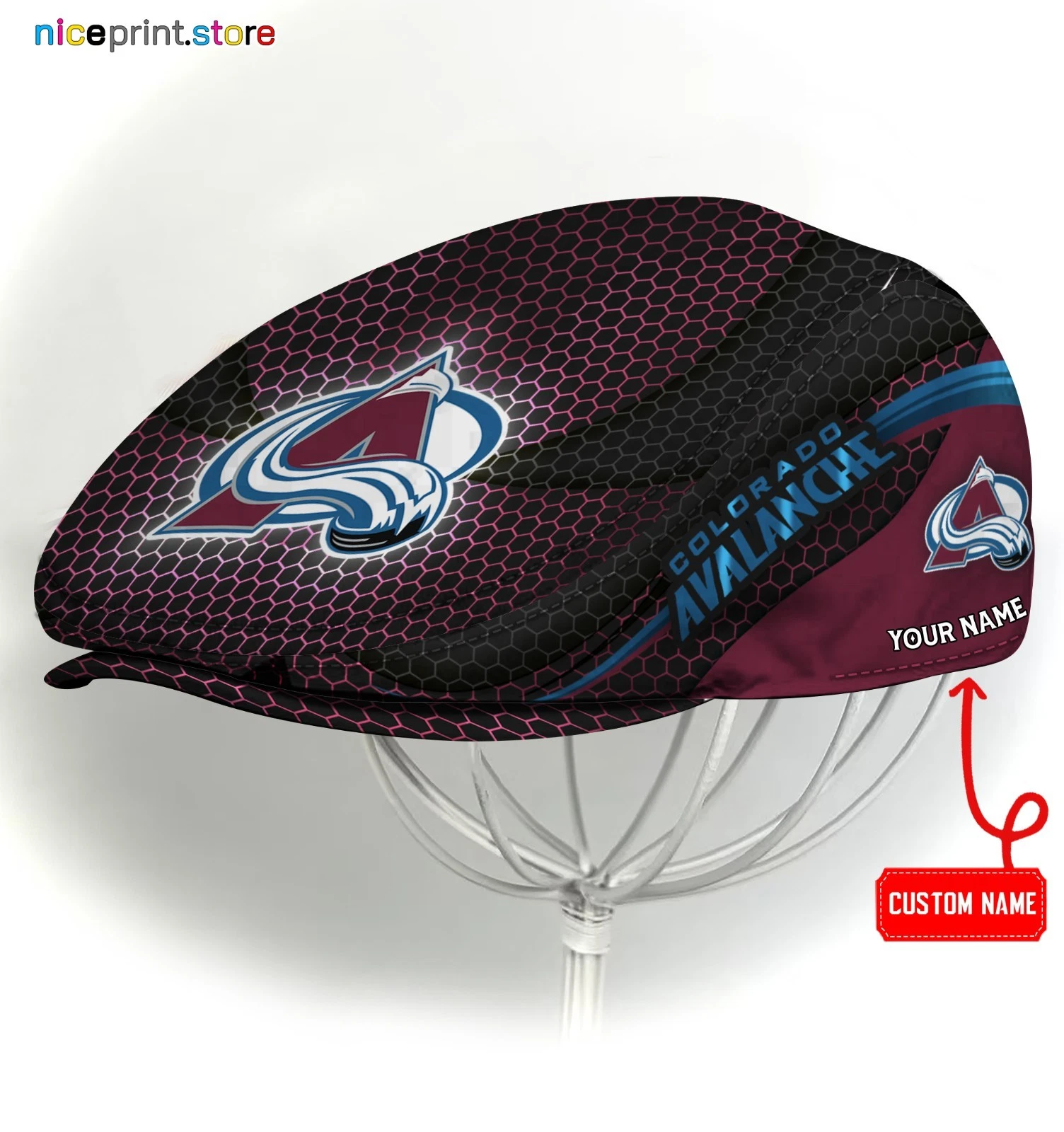 Colorado Team Avalanche Jeff Cap NHL Newsboy Cap Golf Cap Driving Hat for Men